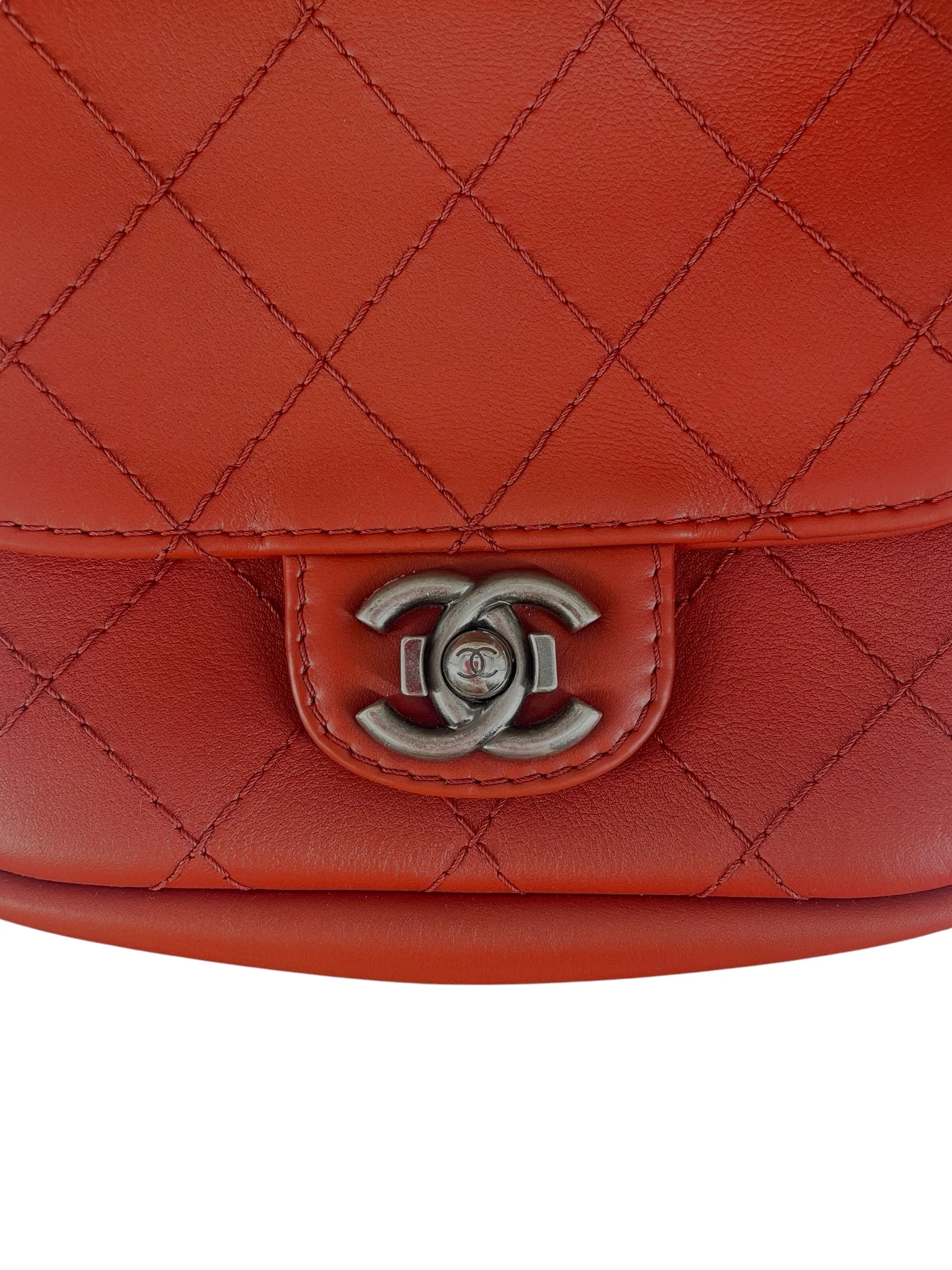 CHANEL/Cross Body Bag/Border/Leather/RED/WILD STITCH SMALL FLAP