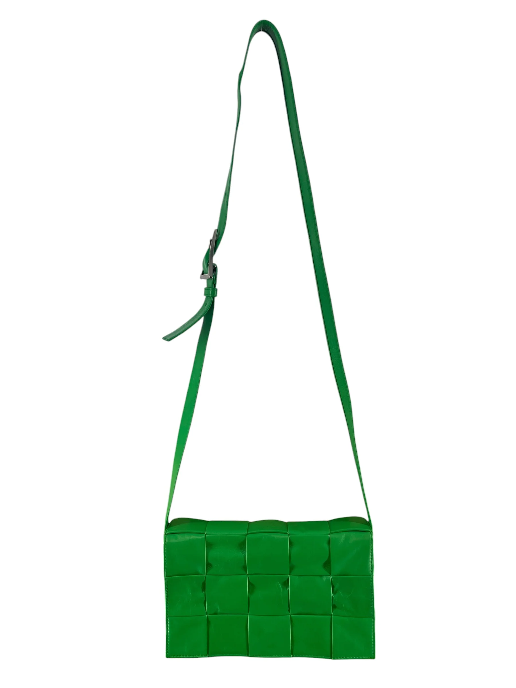 BOTTEGA VENETA/Hand Bag/Border/Leather/GRN/CALFSKIN INTRECCIO CASSETTE