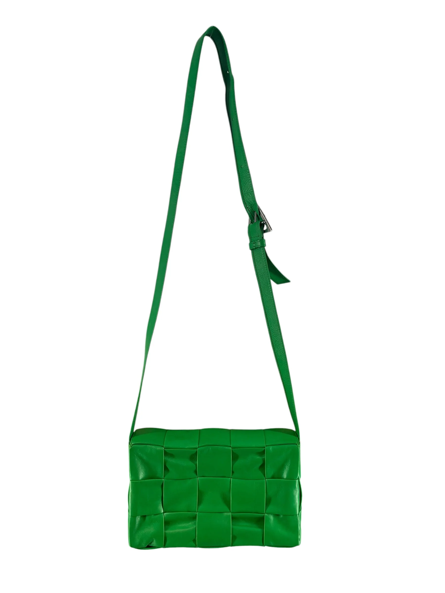 BOTTEGA VENETA/Hand Bag/Border/Leather/GRN/CALFSKIN INTRECCIO CASSETTE