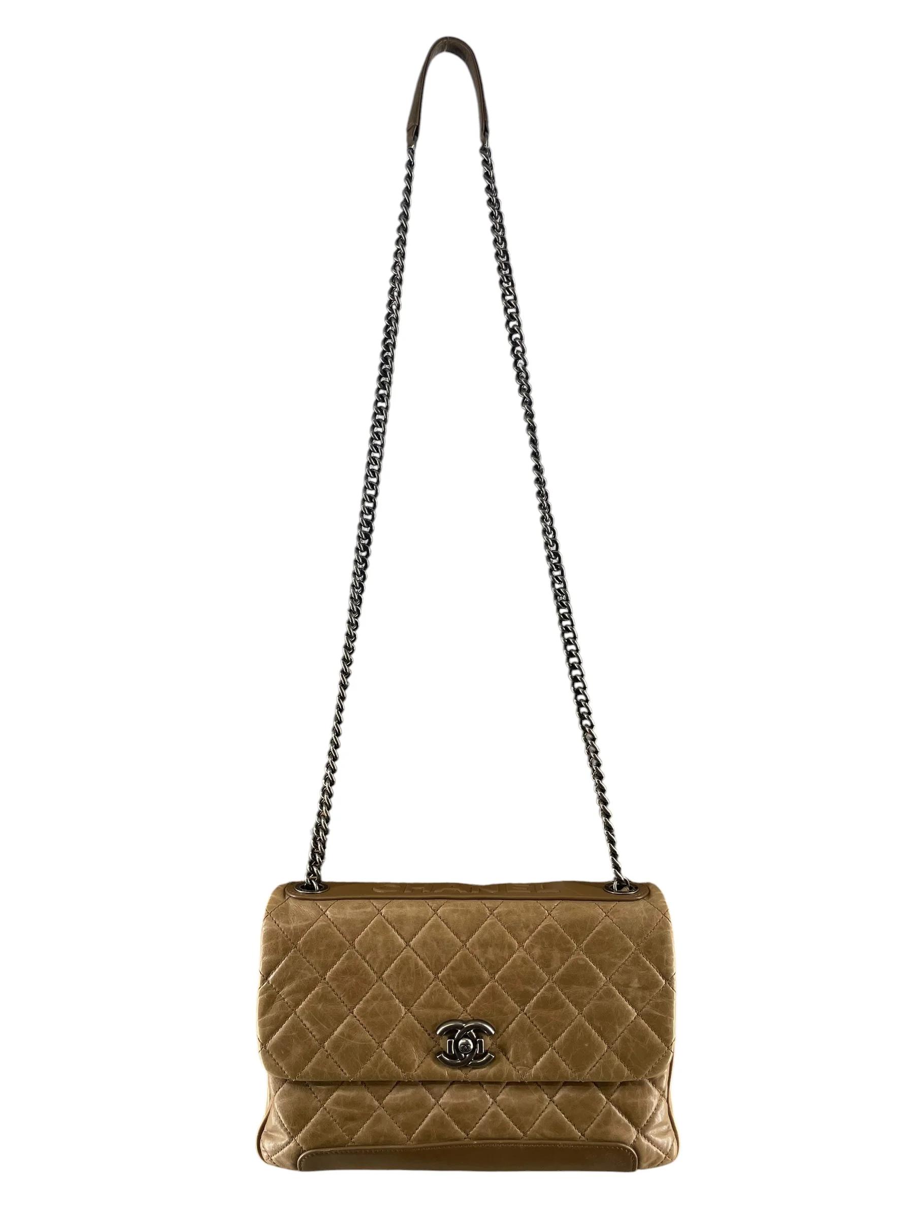 CHANEL/Hand Bag/Border/Leather/BRW/MATELASSE QUILTED BOY BAG