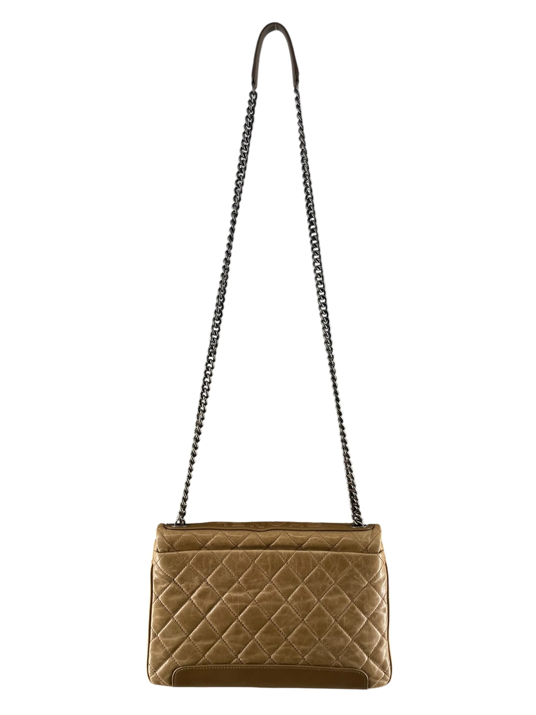 CHANEL/Hand Bag/Border/Leather/BRW/MATELASSE QUILTED BOY BAG