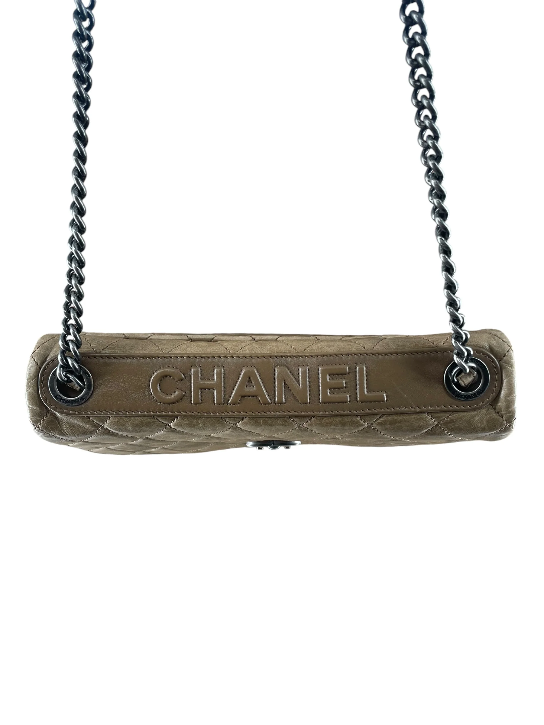 CHANEL/Hand Bag/Border/Leather/BRW/MATELASSE QUILTED BOY BAG