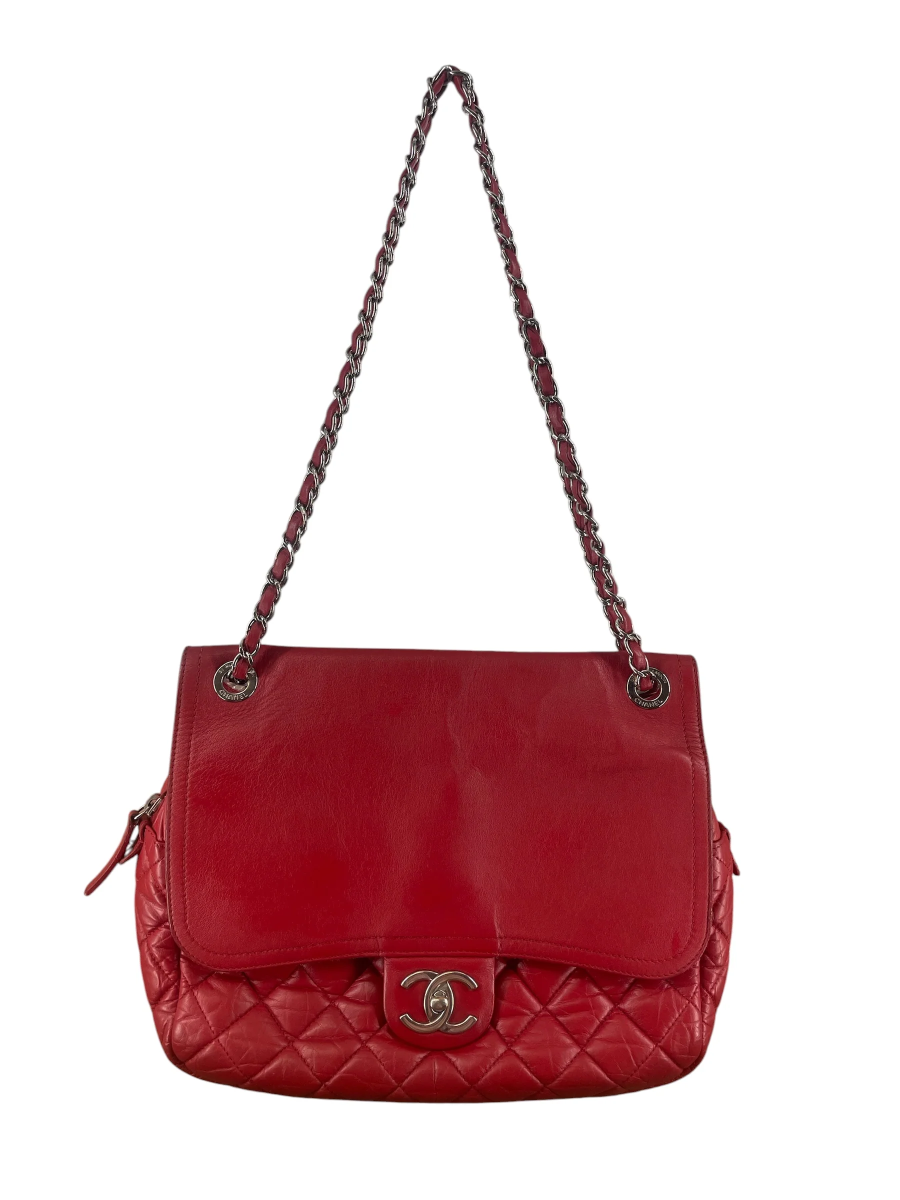 CHANEL/Cross Body Bag/Leather/RED/IN THE MIX LEATHER FLAP MSGR
