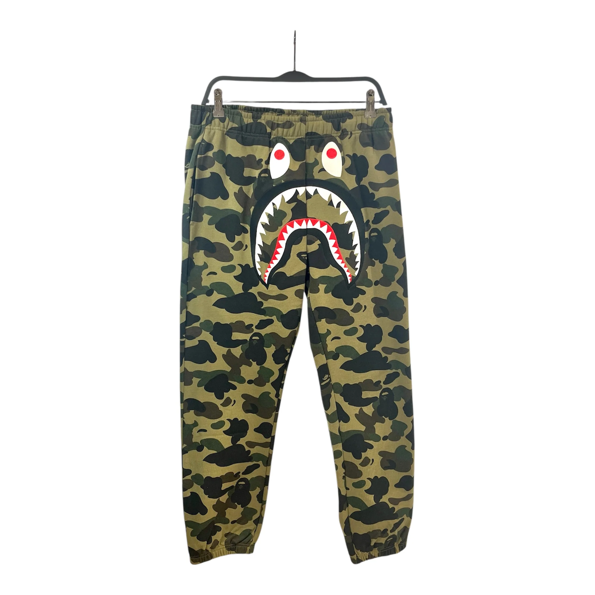 A BATHING APE/Pants/L/Cotton/GRN/Graphic/SHARK FRONT/JOGGER SWEAT
