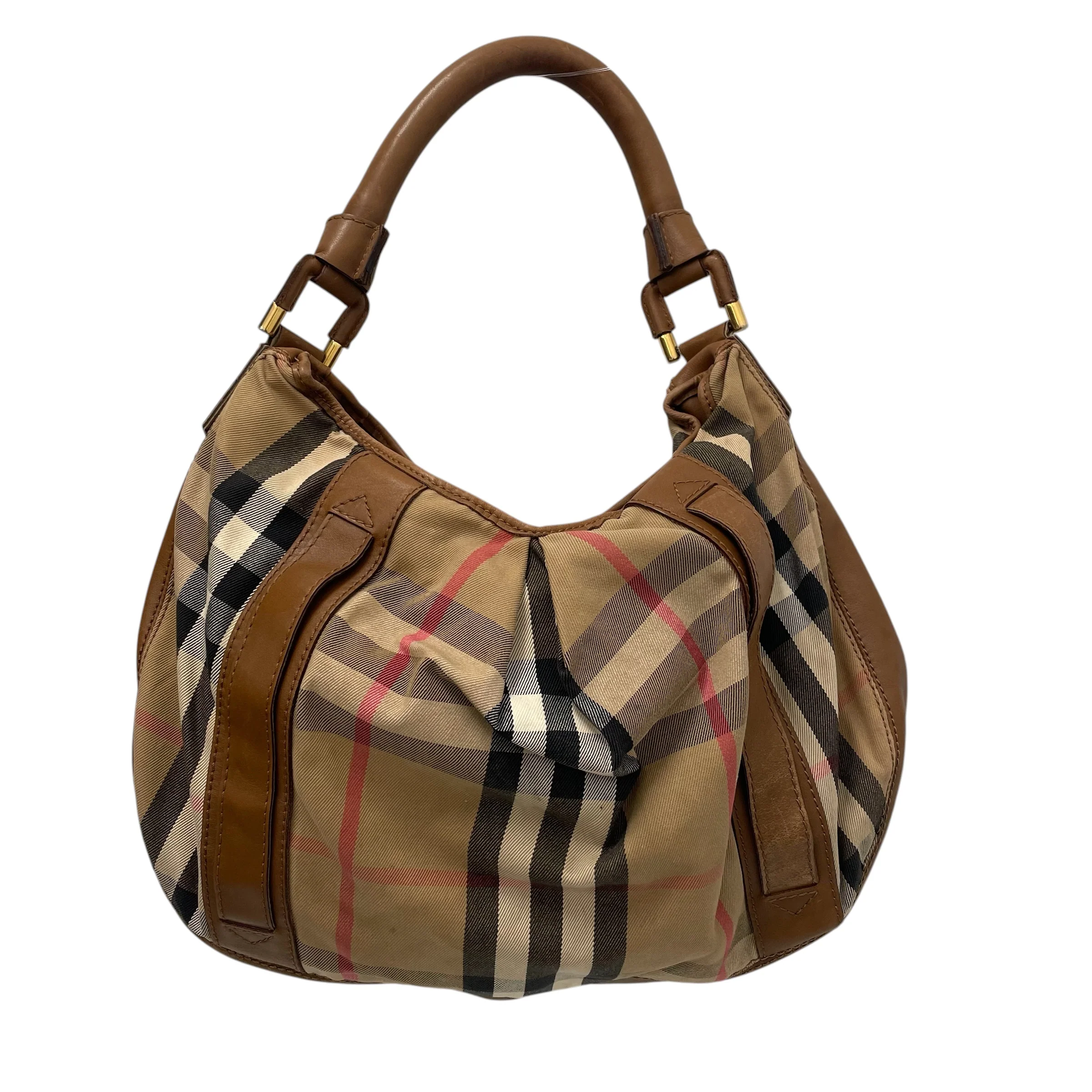 BURBERRY/Hand Bag/Plaid/Leather/CML/HOBO STYLE