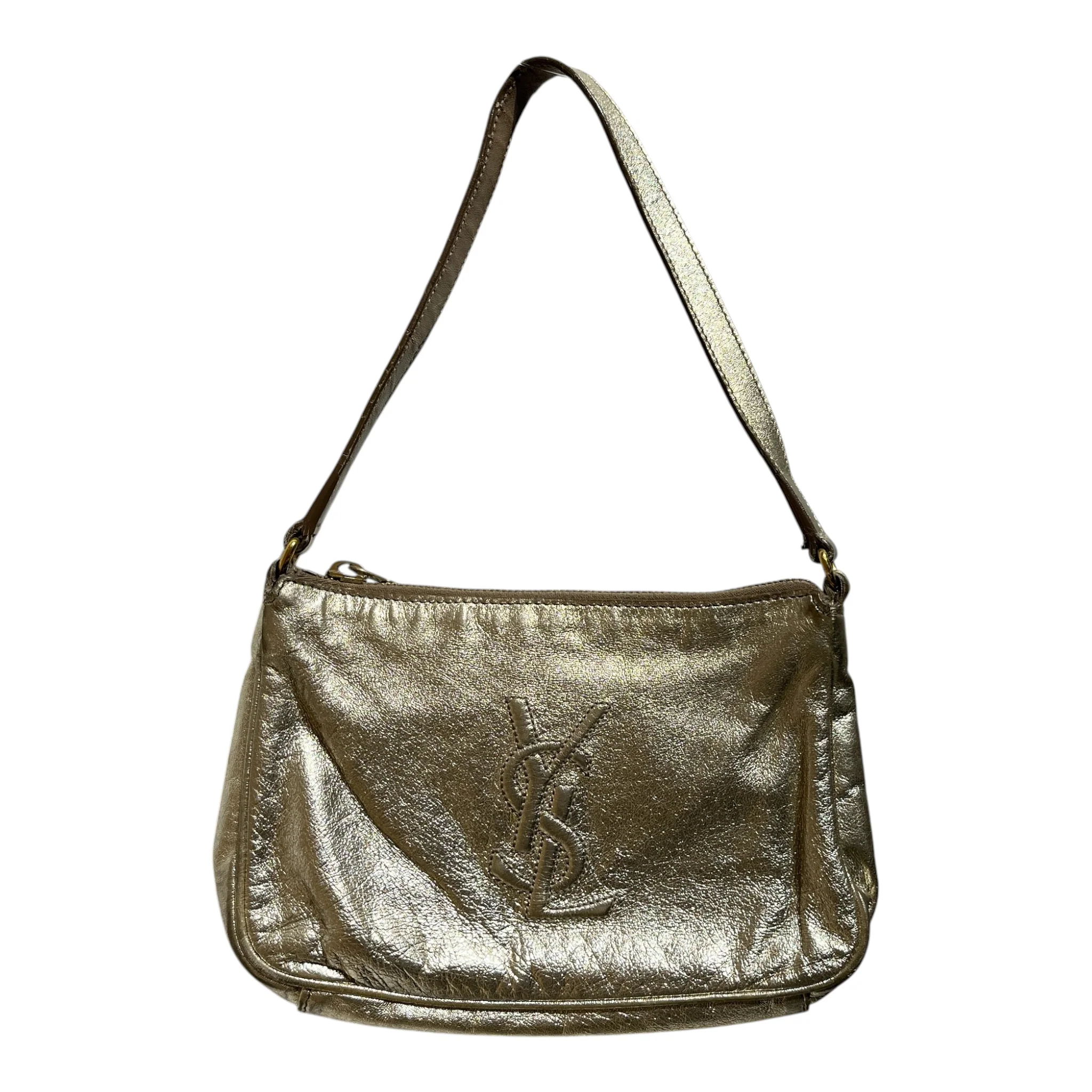 YVES SAINT LAURENT/Hand Bag/Leather/SLV/MINI BIG LOGO / SCUFF