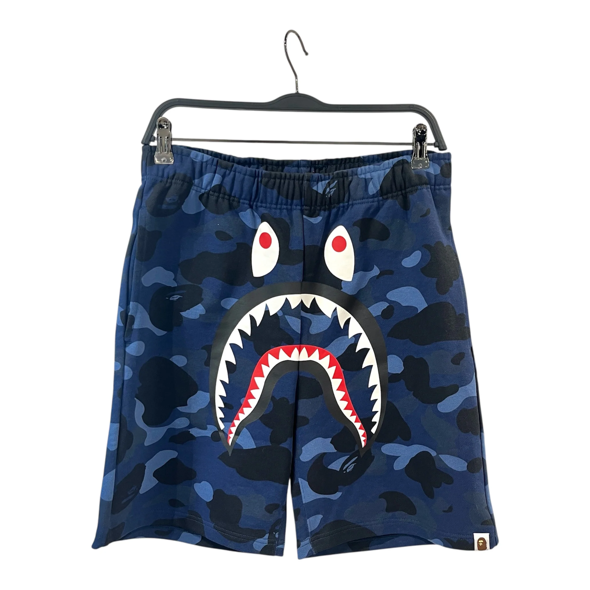 A BATHING APE/Shorts/M/Cotton/BLU/Camouflage/SWEAT SHORTS/SHARK/CAMO