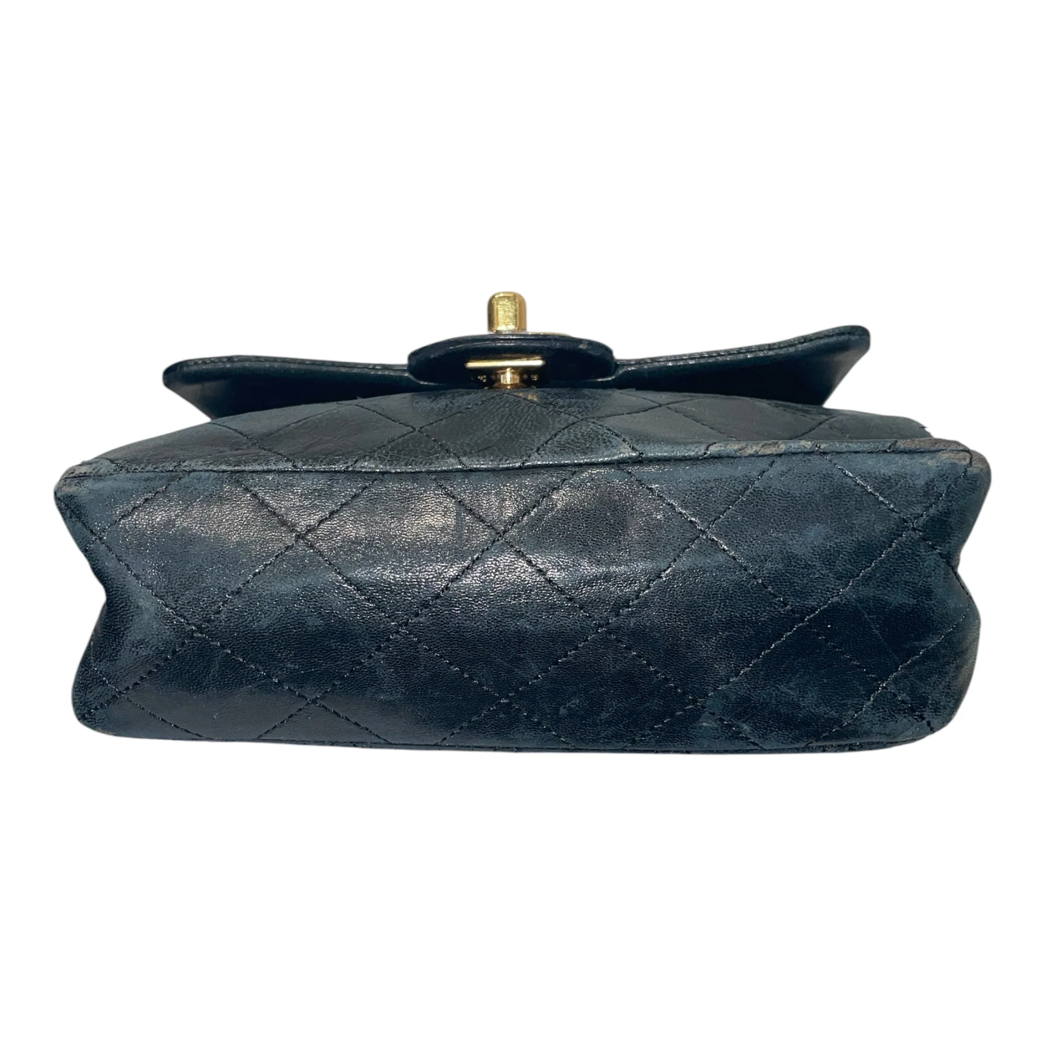 CHANEL/Cross Body Bag/Lambskin/BLK/single flap vtg