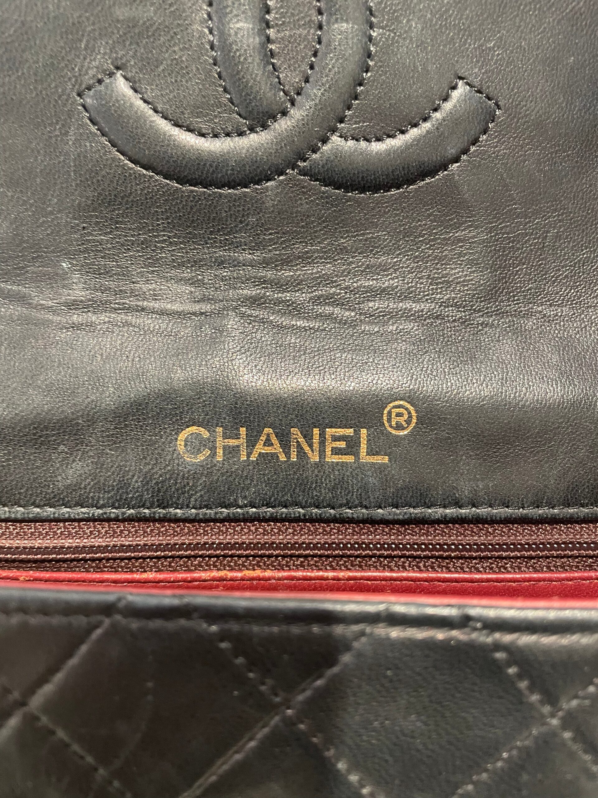 CHANEL/Cross Body Bag/Lambskin/BLK/single flap vtg