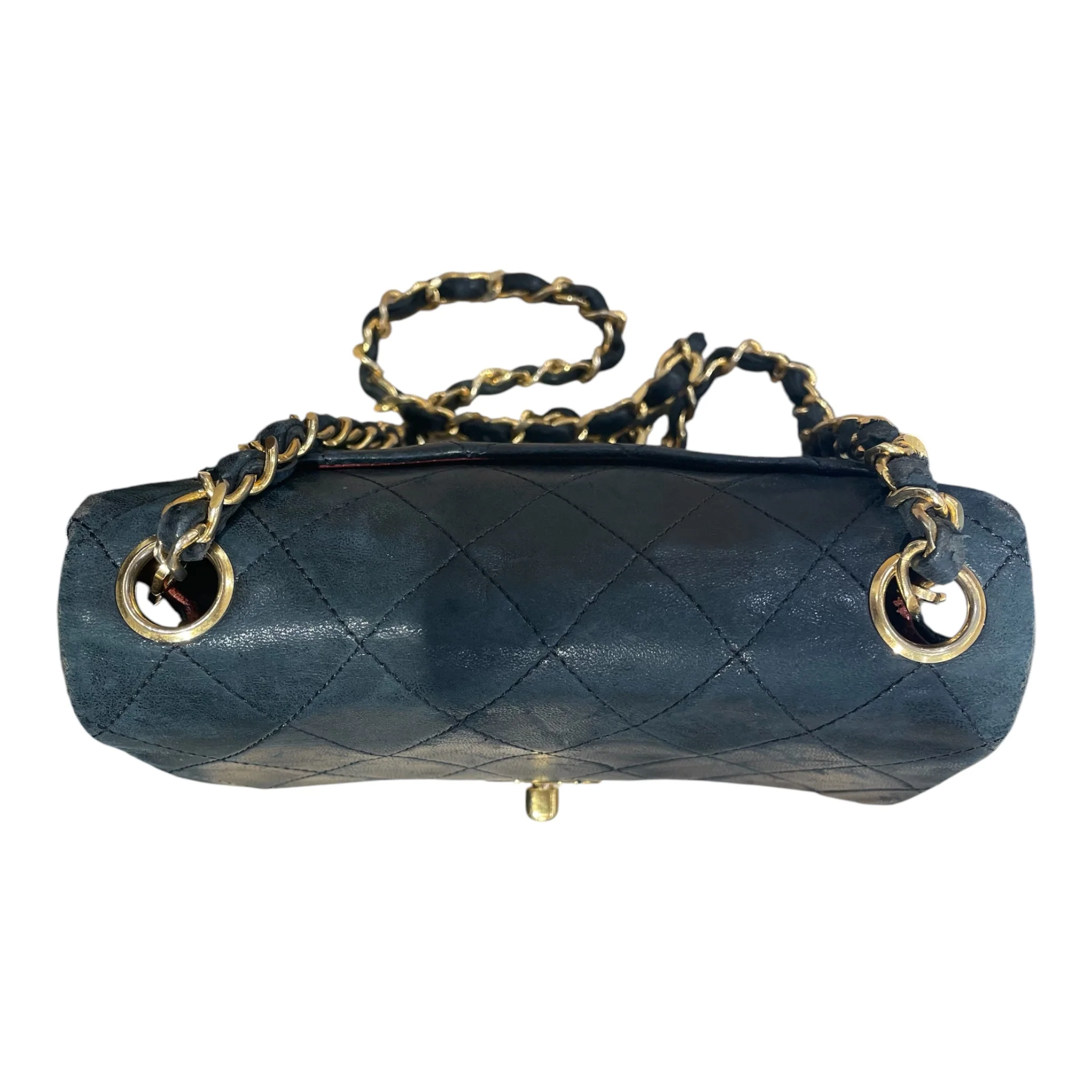 CHANEL/Cross Body Bag/Lambskin/BLK/single flap vtg