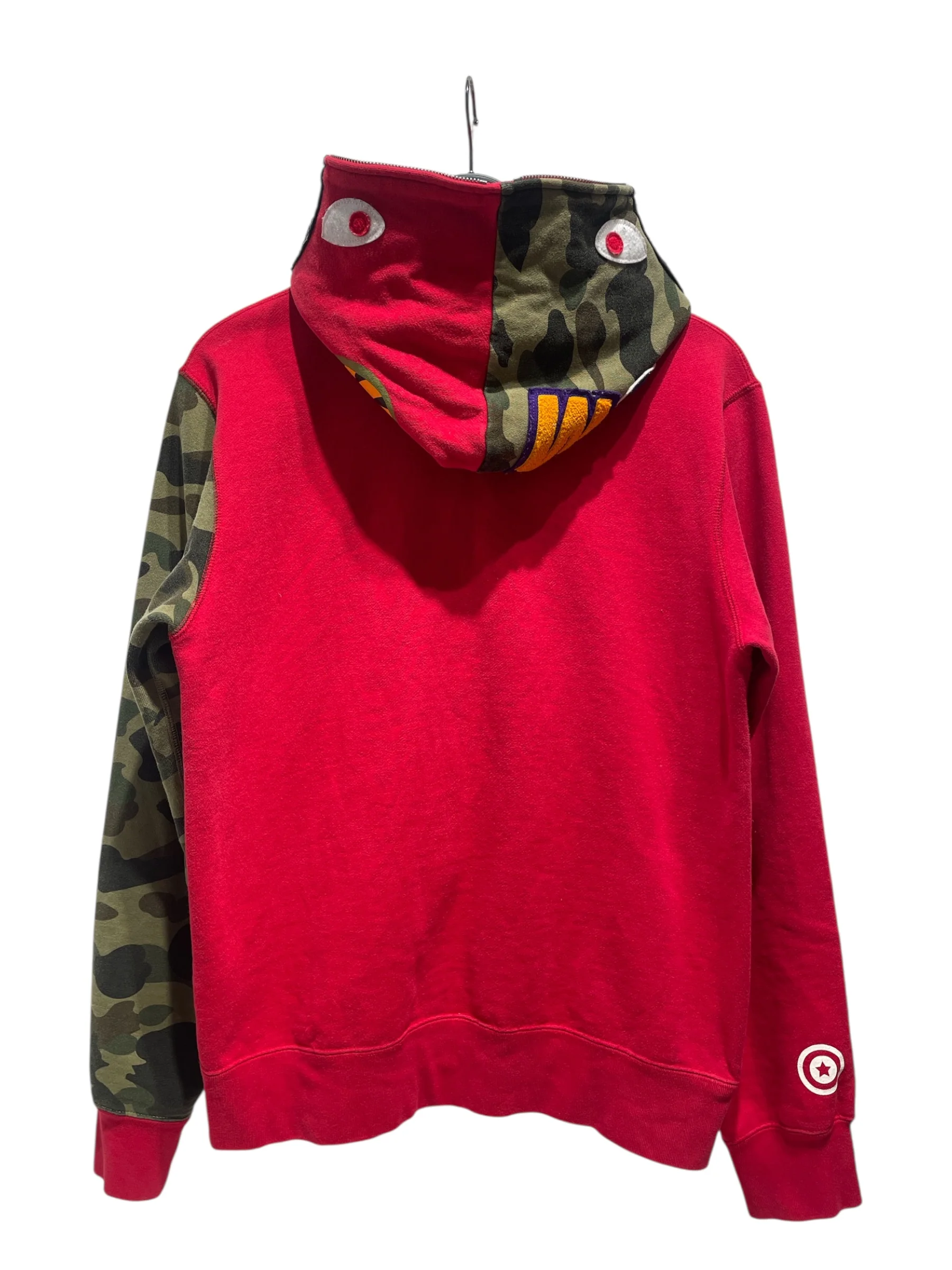 A BATHING APE/Zip Up Hoodie/L/Camouflage/Cotton/RED/Full Zip Red Camo Shark