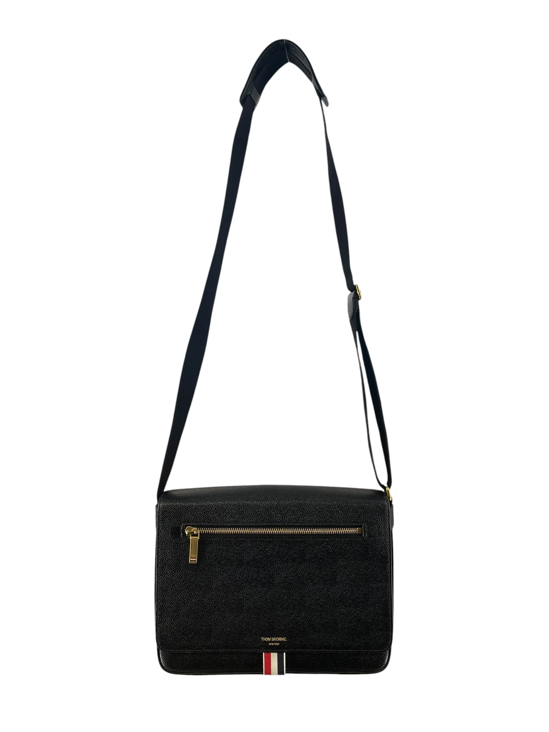 THOM BROWNE. NEW YORK/Cross Body Bag/Leather/BLK/BLK PEBBLE GRAIN REPORTER BAG