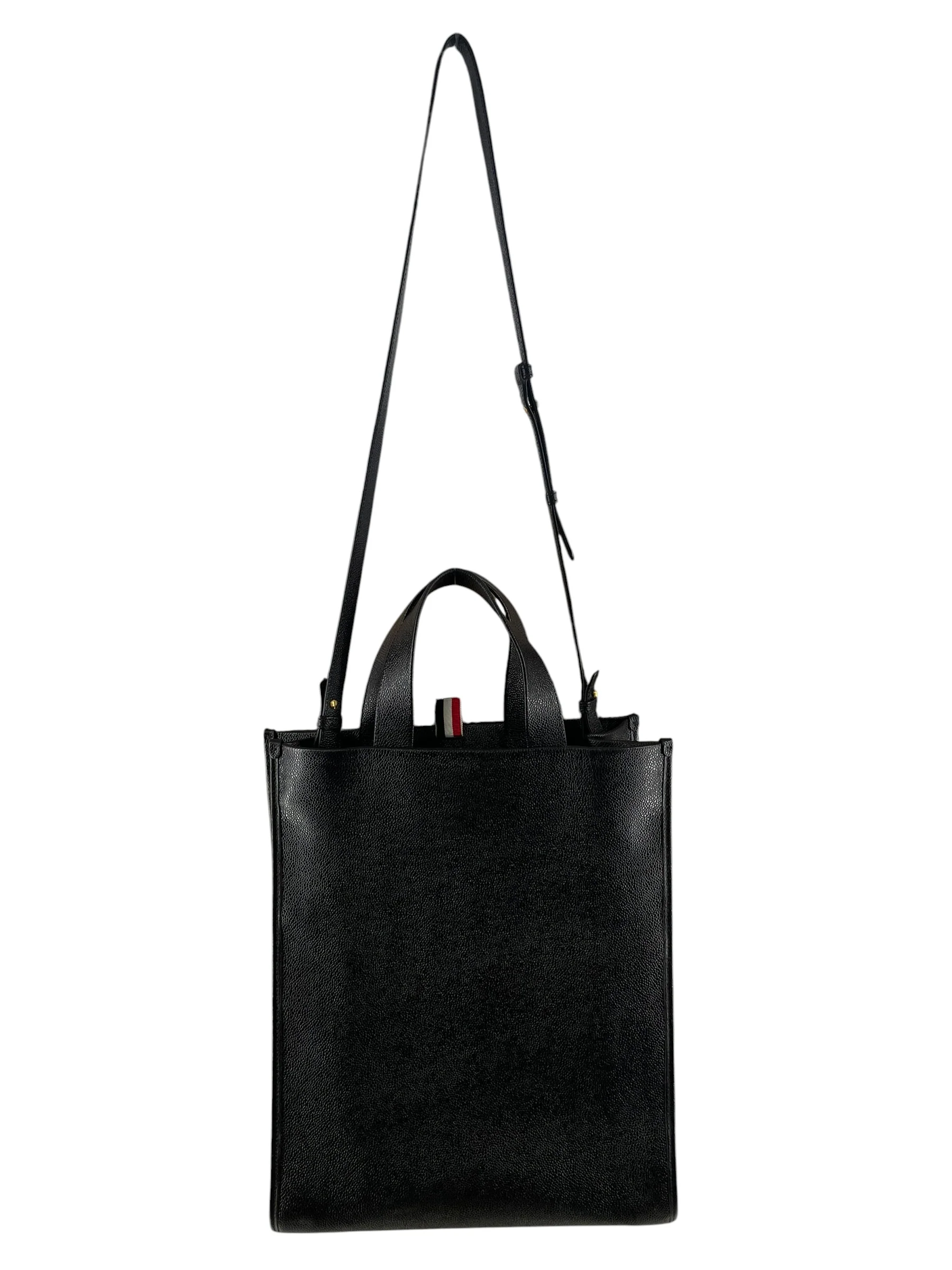 THOM BROWNE. NEW YORK/Tote Bag/Leather/BLK/THOM BROWNE BLK TOTE