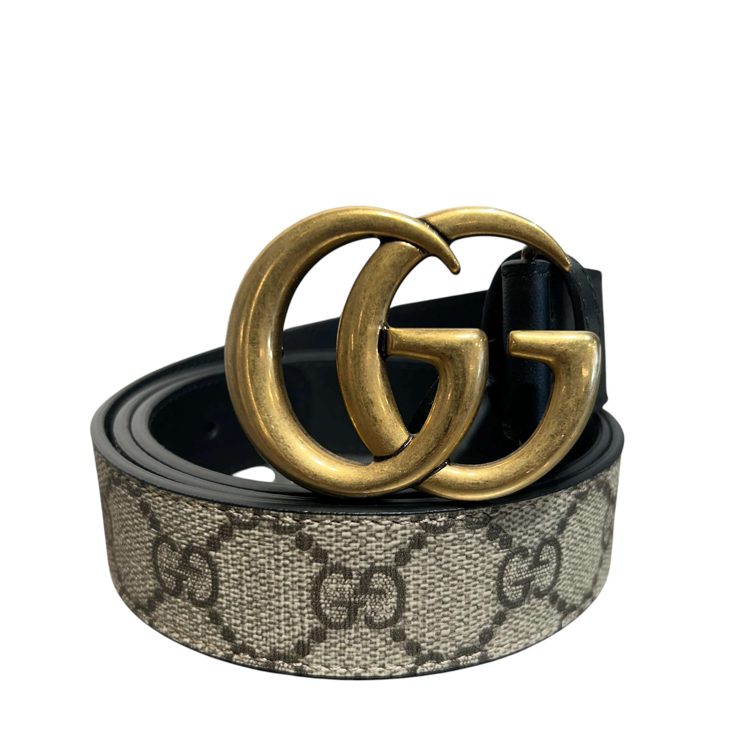 GUCCI/Belt/Monogram/Leather/KHK/GG Supreme canvas small buckle