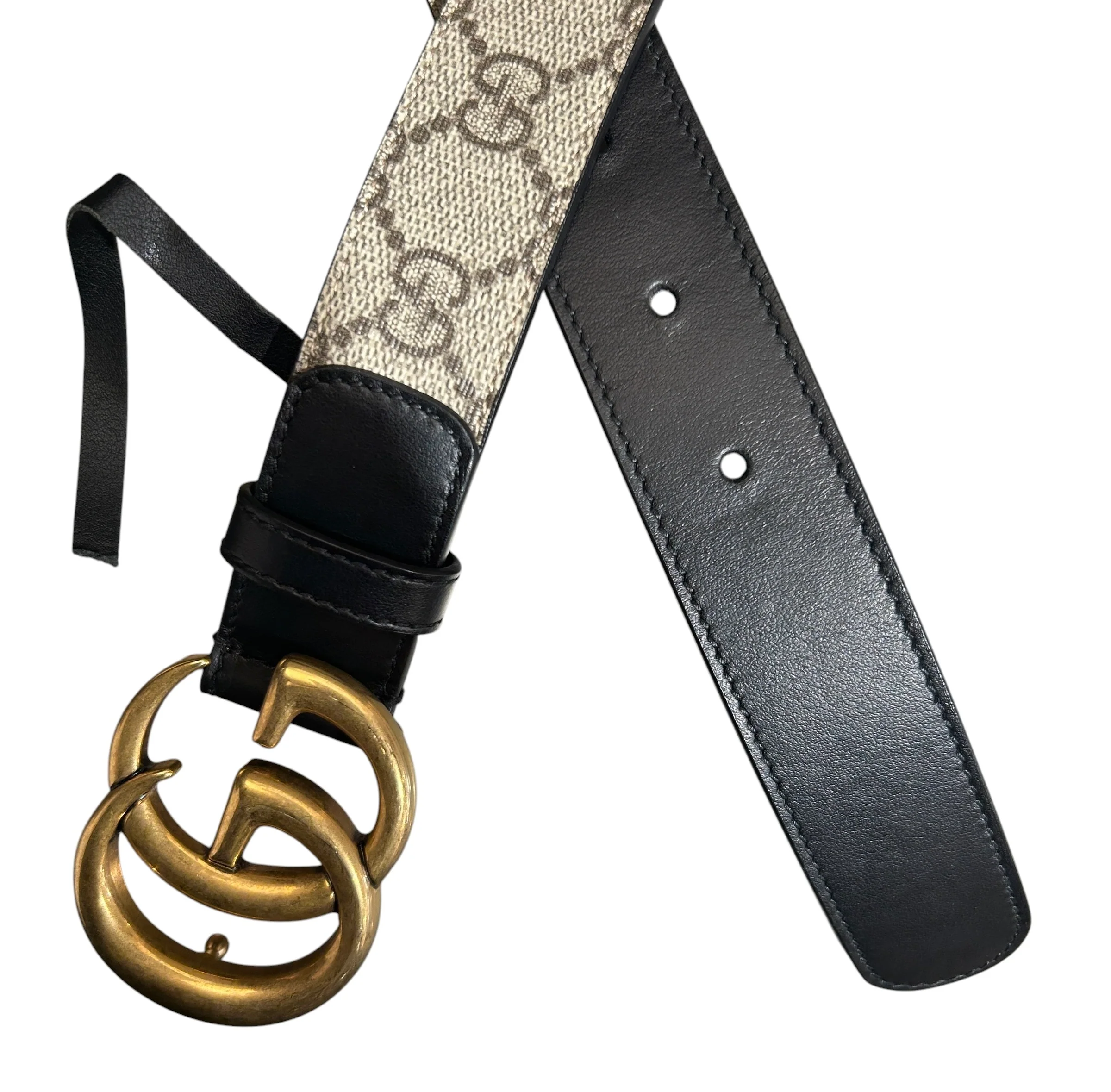 GUCCI/Belt/Monogram/Leather/KHK/GG Supreme canvas small buckle