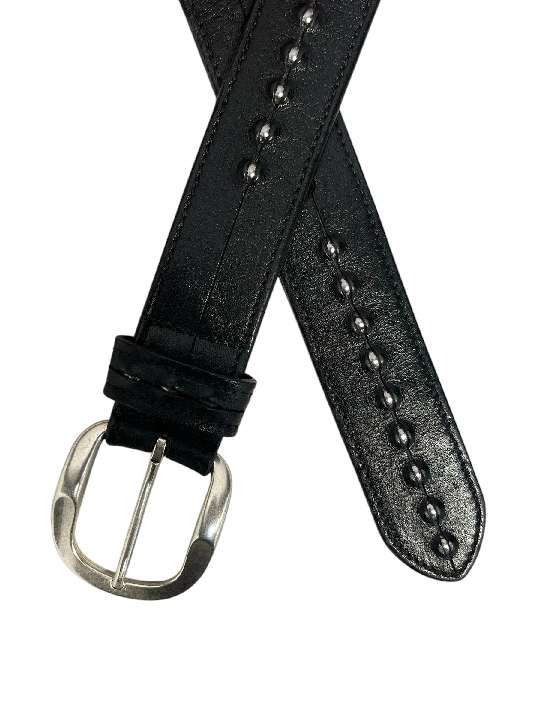 GOLDEN GOOSE/Belt/Leather/BLK/leather over studs