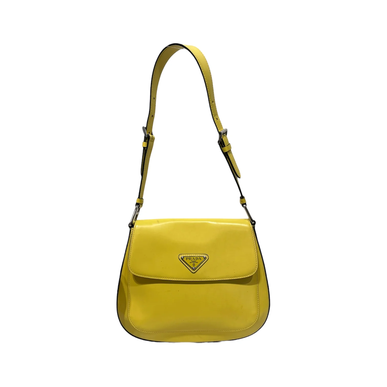 PRADA/Cross Body Bag/Leather/YEL/yllw,gold hrdwr, shldr bag