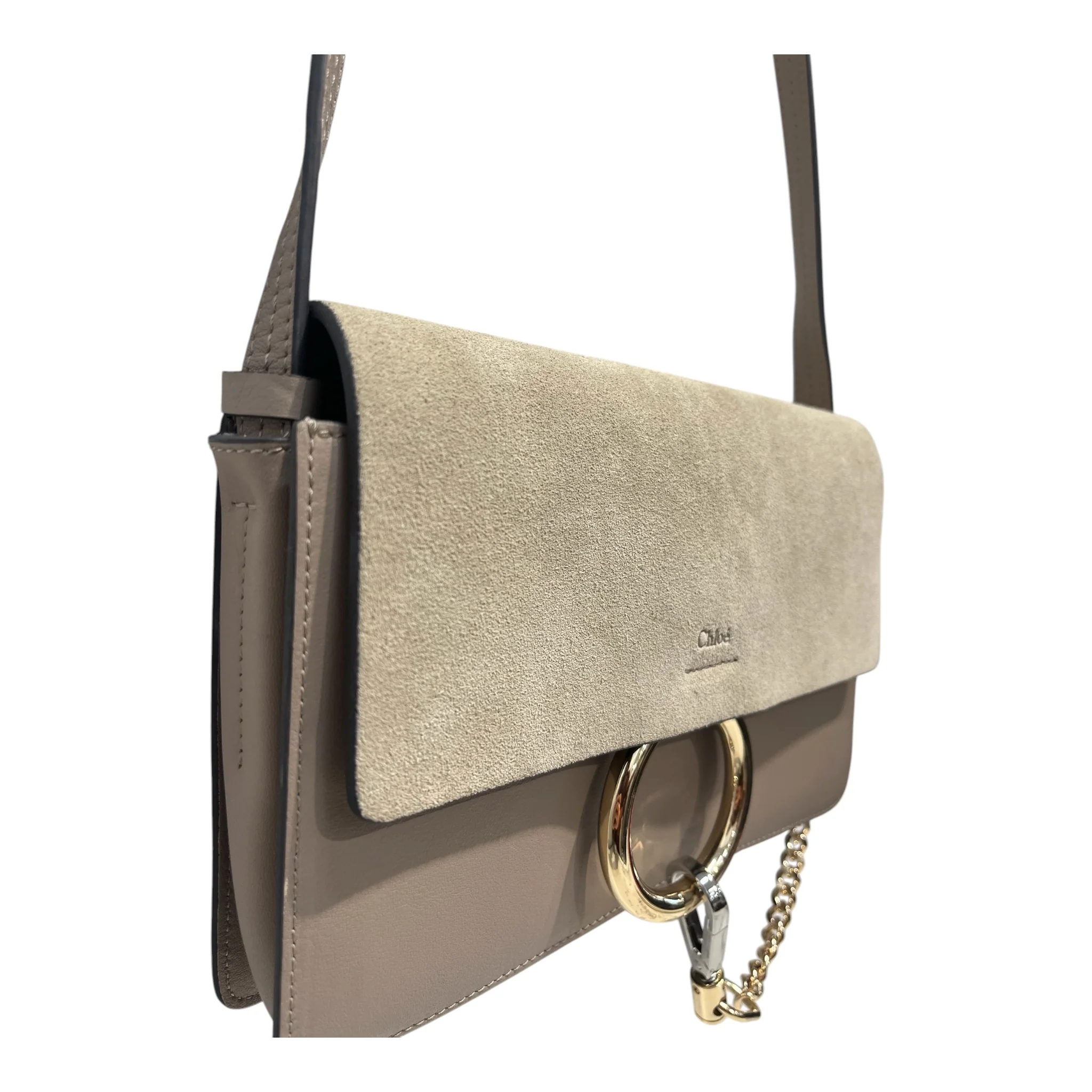 Chloe/Cross Body Bag/Leather/GRY/FRAYE BAG/ MIXED METALS BUCKLE
