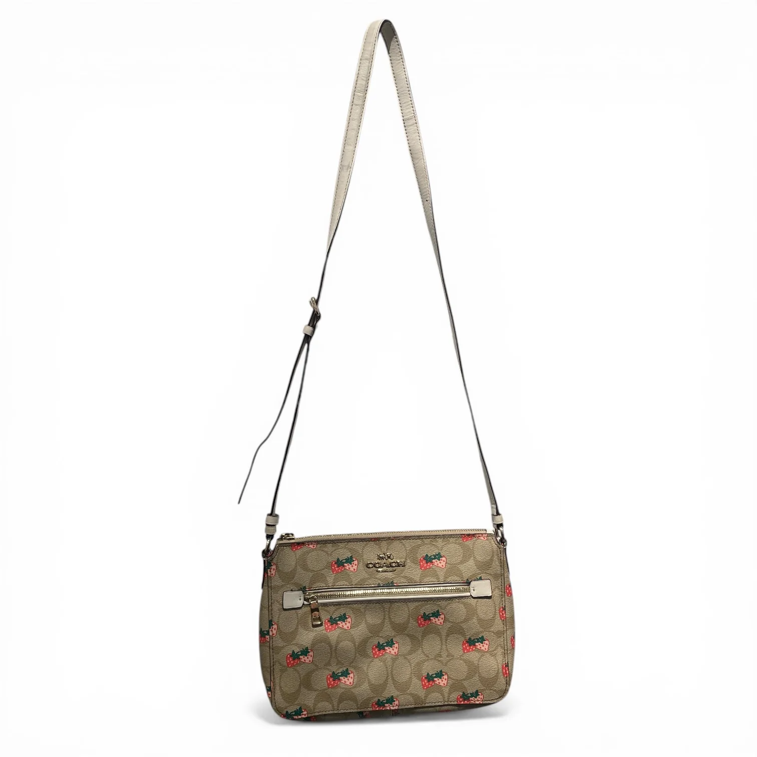 COACH/Bag/Monogram/Leather/BEG/Strawberry Crossbody Bag