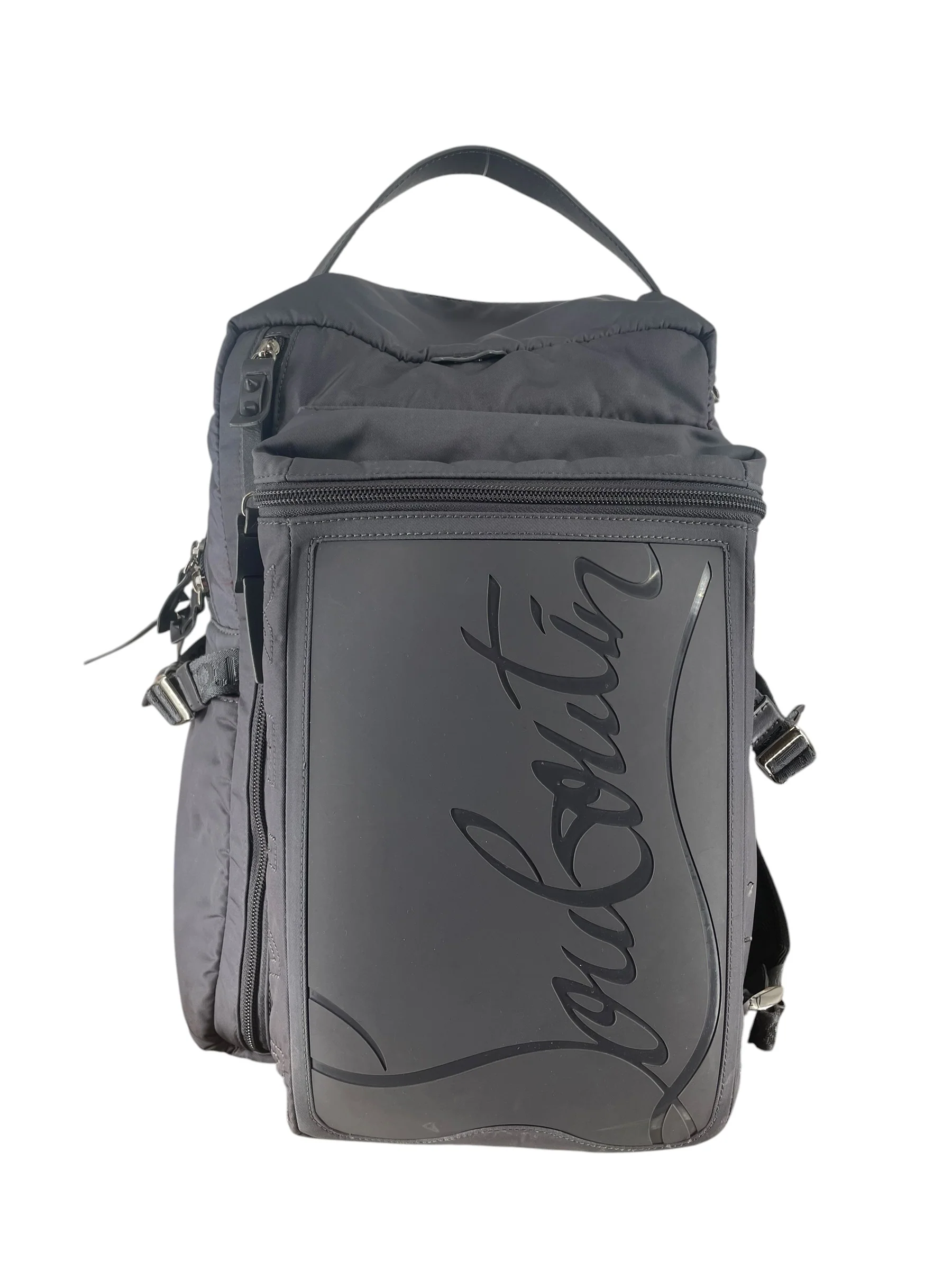 Christian Louboutin/Backpack/Polyester/GRY/LOGO EMBOSSED NYLON