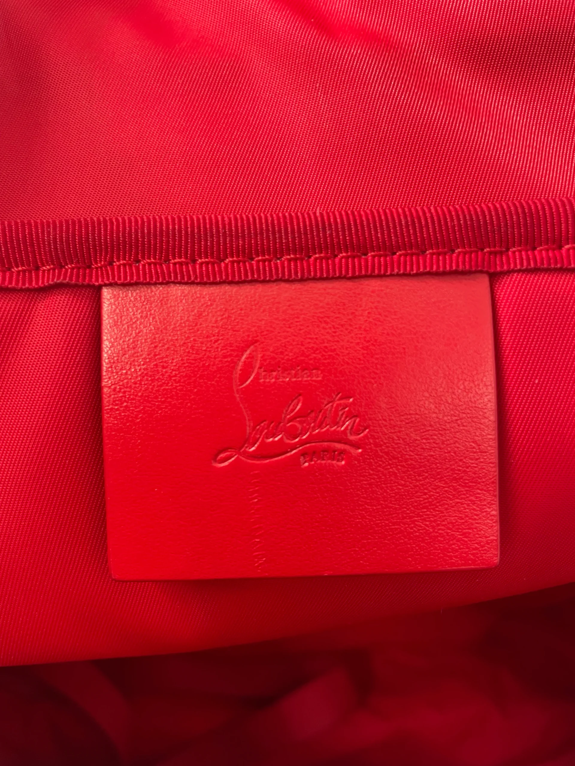 Christian Louboutin/Backpack/Polyester/GRY/LOGO EMBOSSED NYLON