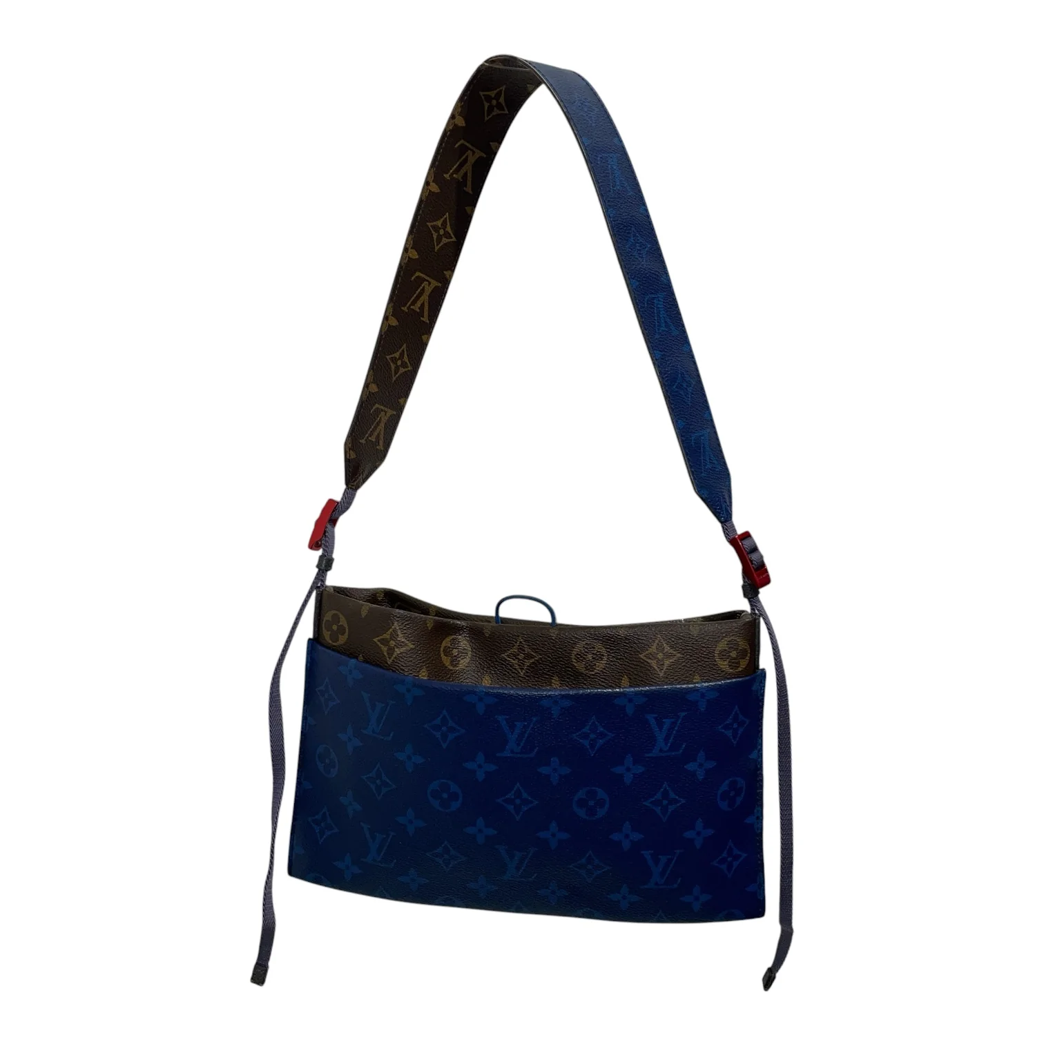 LOUIS VUITTON/Cross Body Bag/Monogram/Leather/BLU/Outdoor Pouch