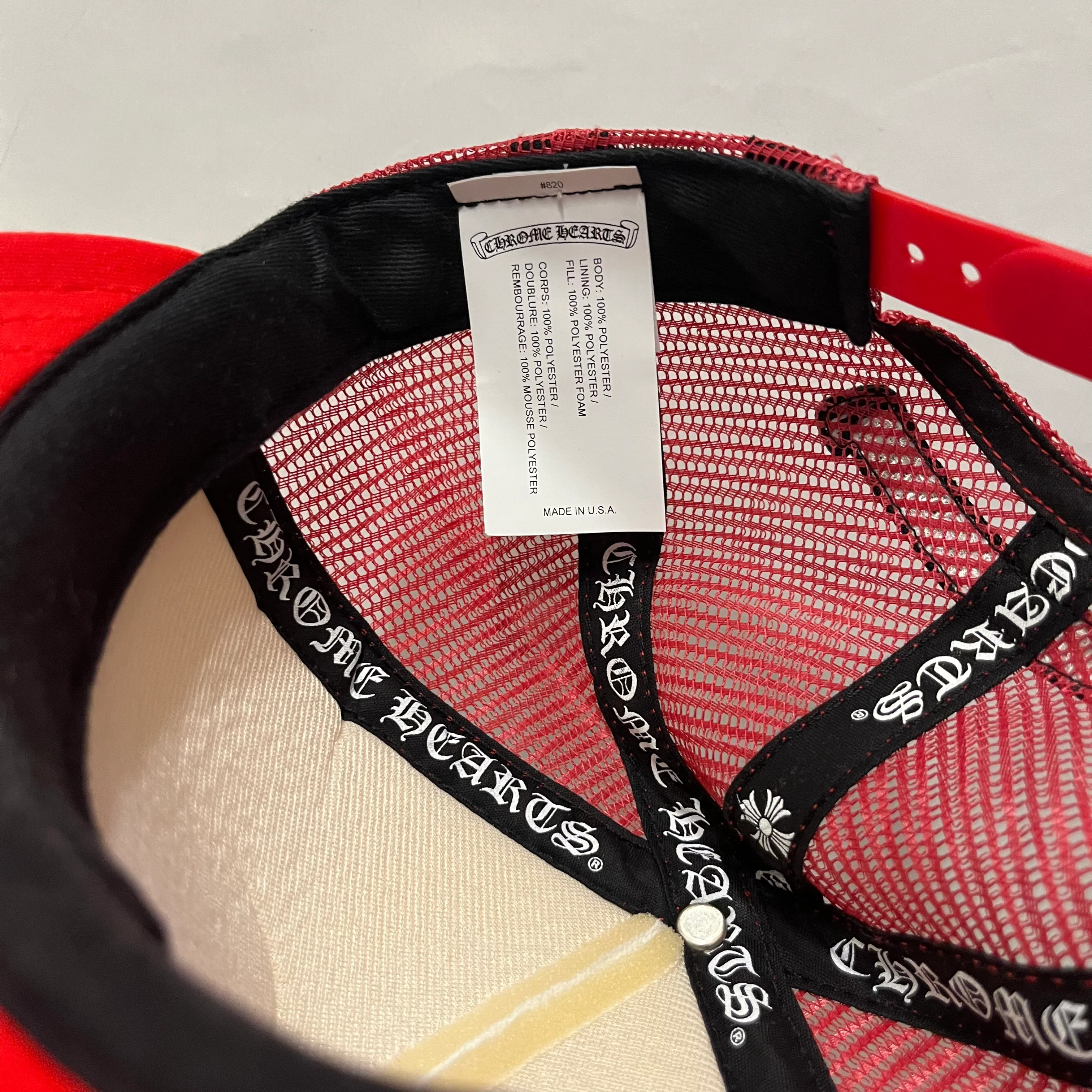 CHROME HEARTS/Trucker Cap/Cotton/RED/fuck u script trucker .925