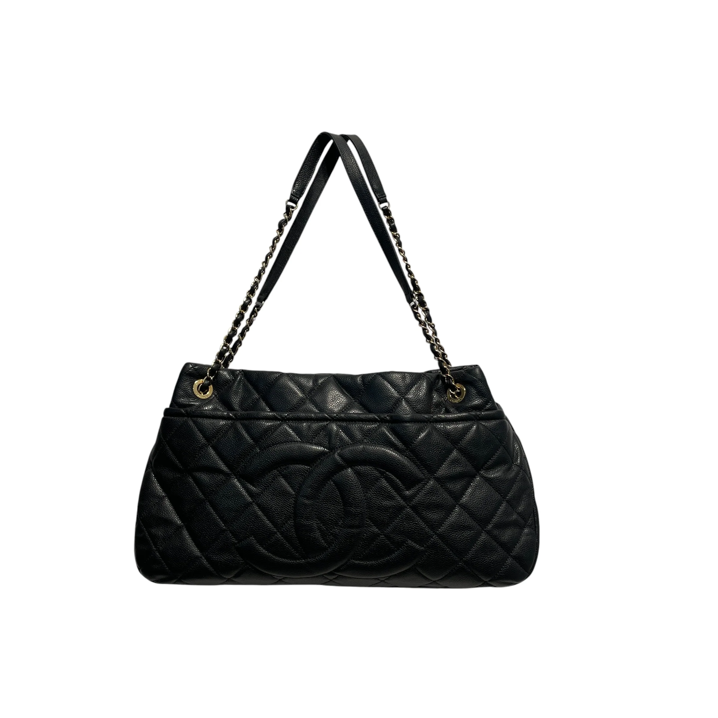 CHANEL/Tote Bag/Leather/BLK/CC/QUILTED/JUMBO