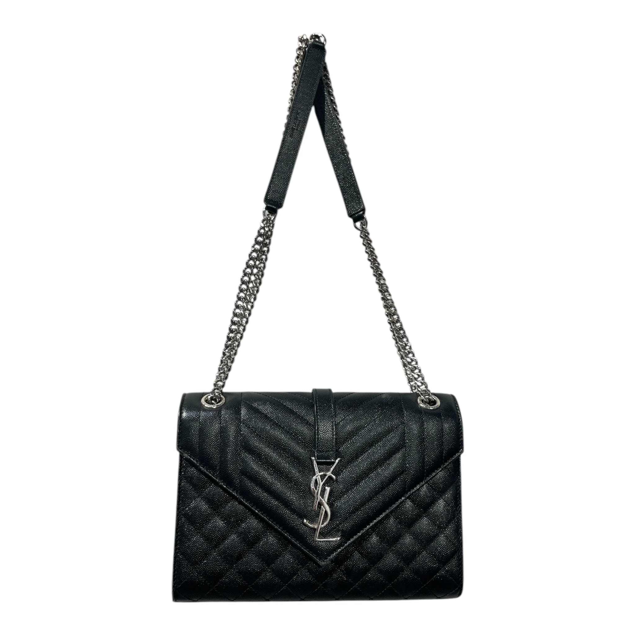 SAINT LAURENT/Bag/Leather/BLK/ENVELOPE MATELASSE