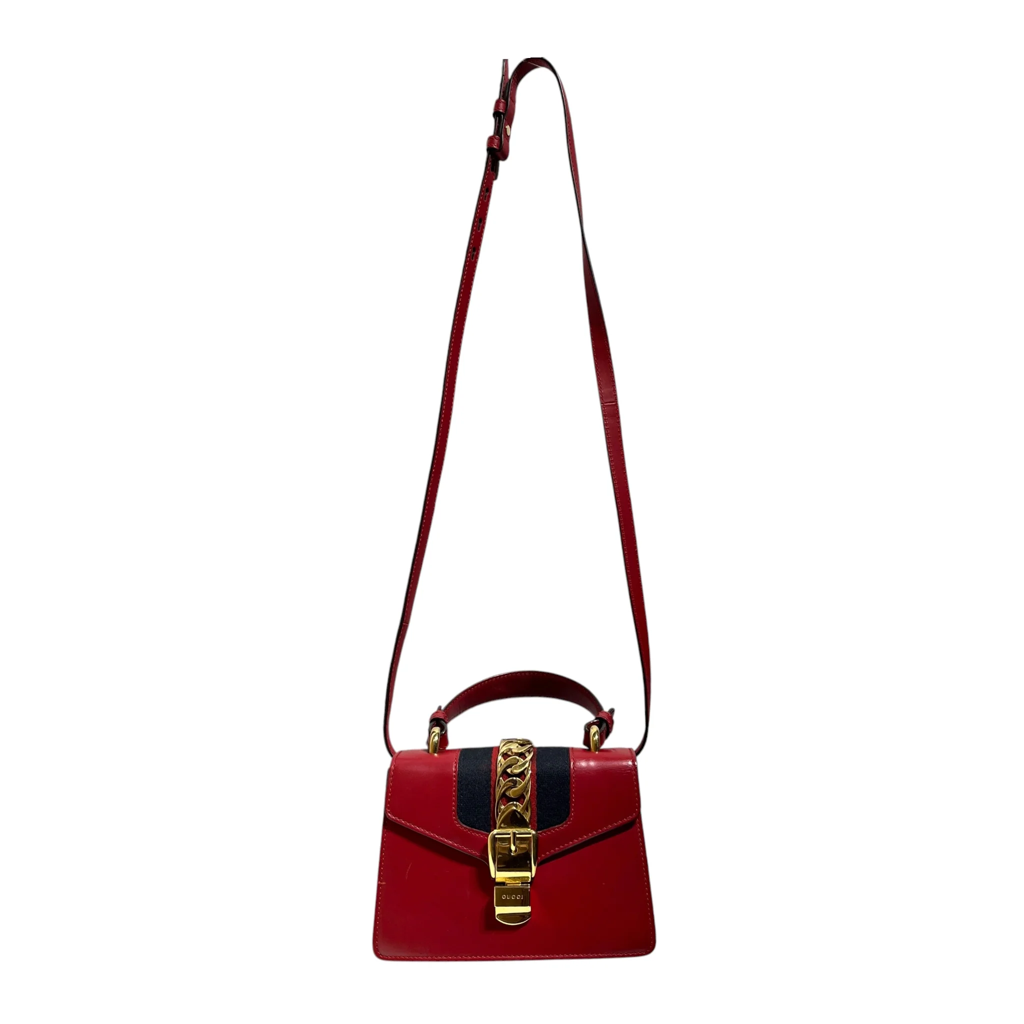 GUCCI/Cross Body Bag/Leather/RED/SYLVIE MINI
