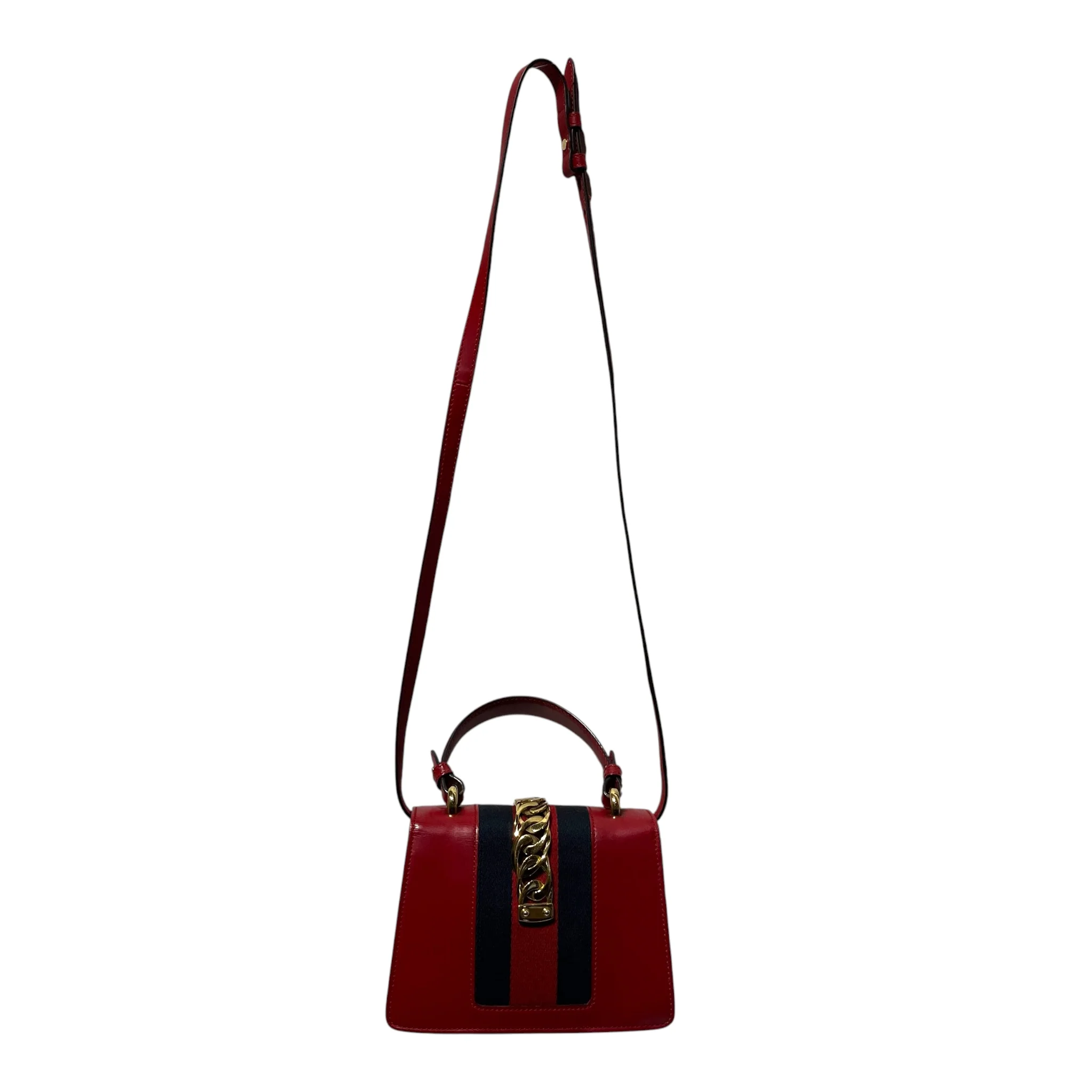 GUCCI/Cross Body Bag/Leather/RED/SYLVIE MINI