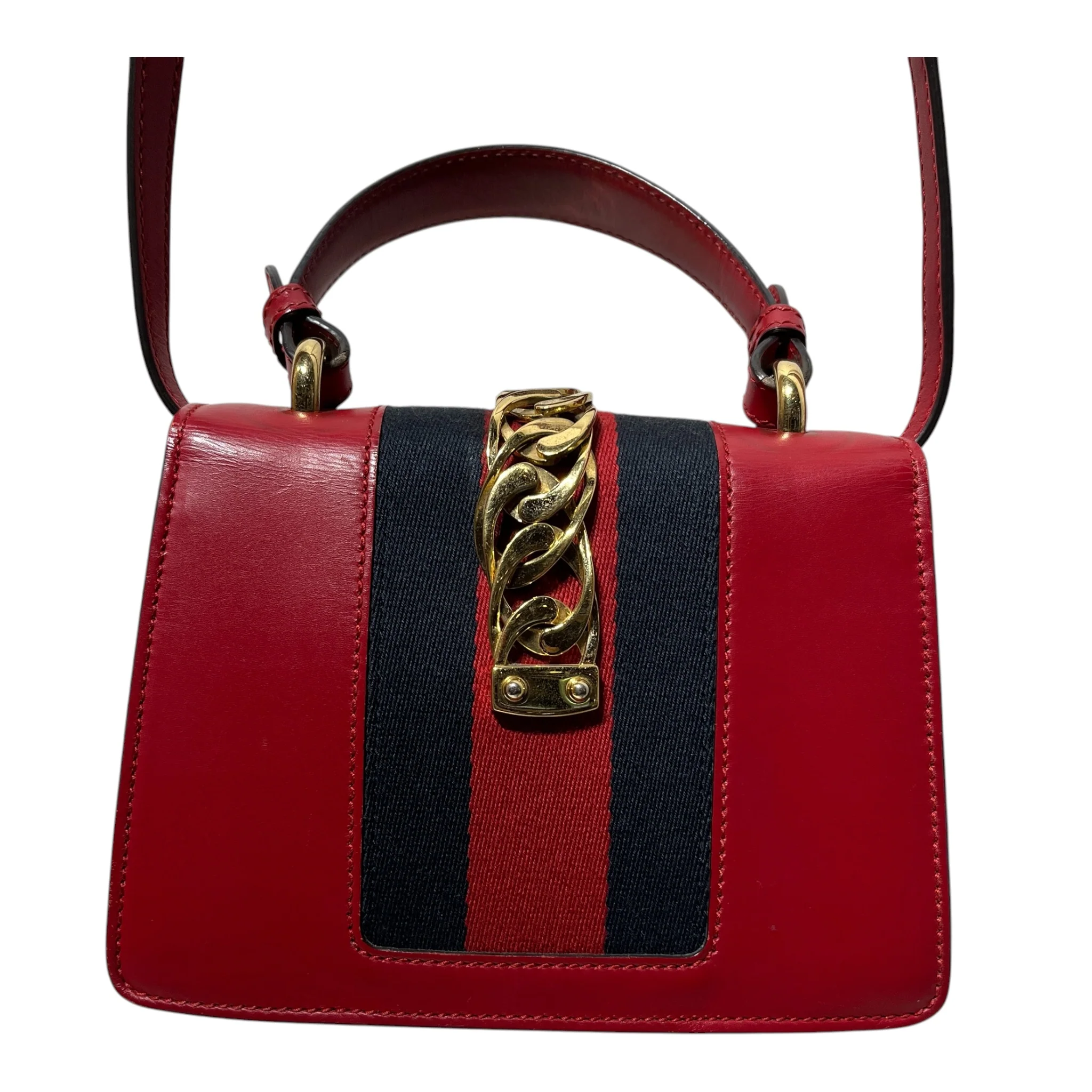 GUCCI/Cross Body Bag/Leather/RED/SYLVIE MINI