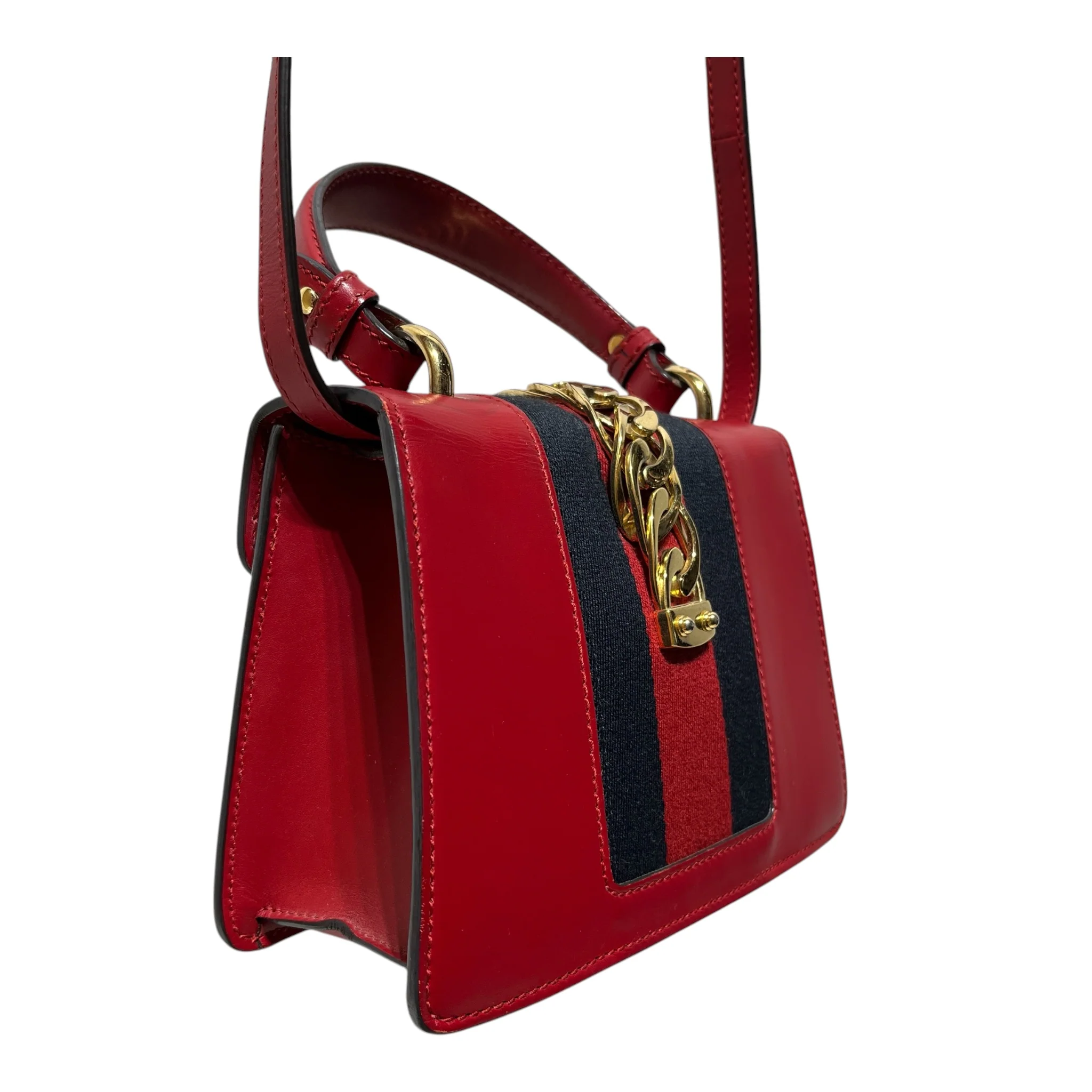 GUCCI/Cross Body Bag/Leather/RED/SYLVIE MINI
