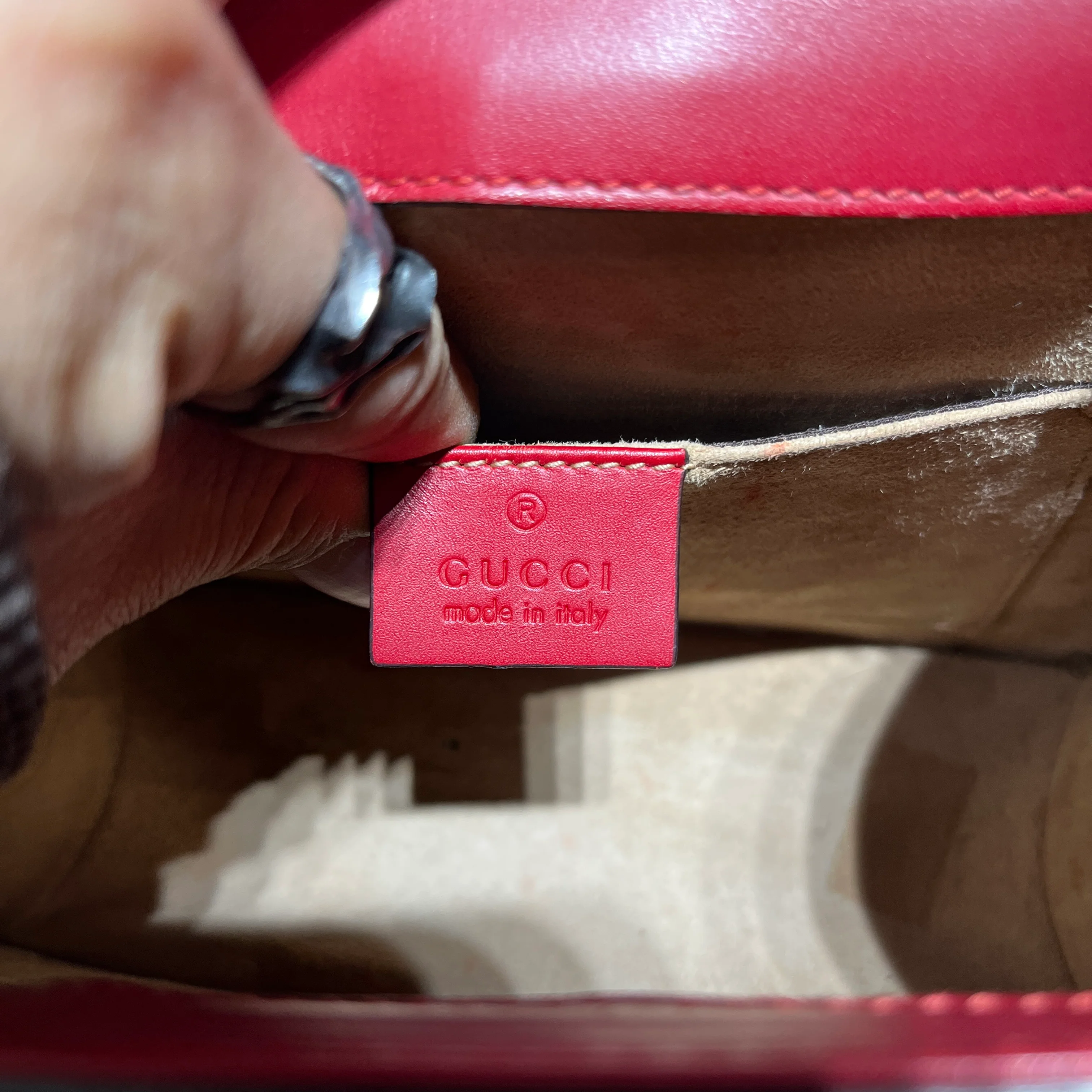 GUCCI/Cross Body Bag/Leather/RED/SYLVIE MINI