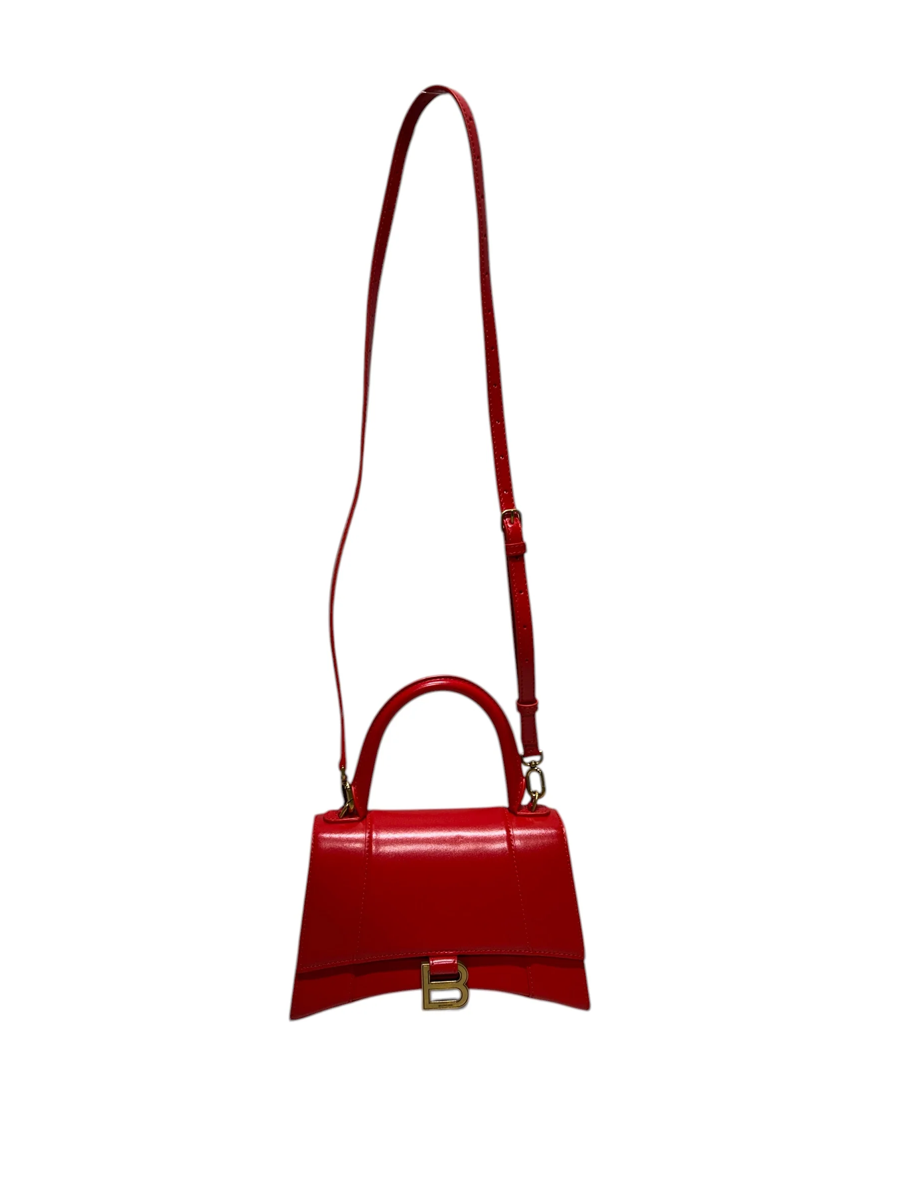 BALENCIAGA/Cross Body Bag/Leather/RED/HOURGLASS CHERRY RED GLD HRDWR