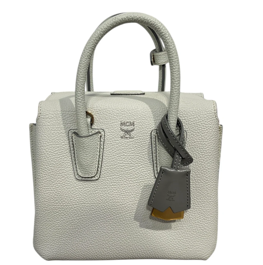 MCM/Hand Bag/Leather/WHT/mcm saffiano elda tote