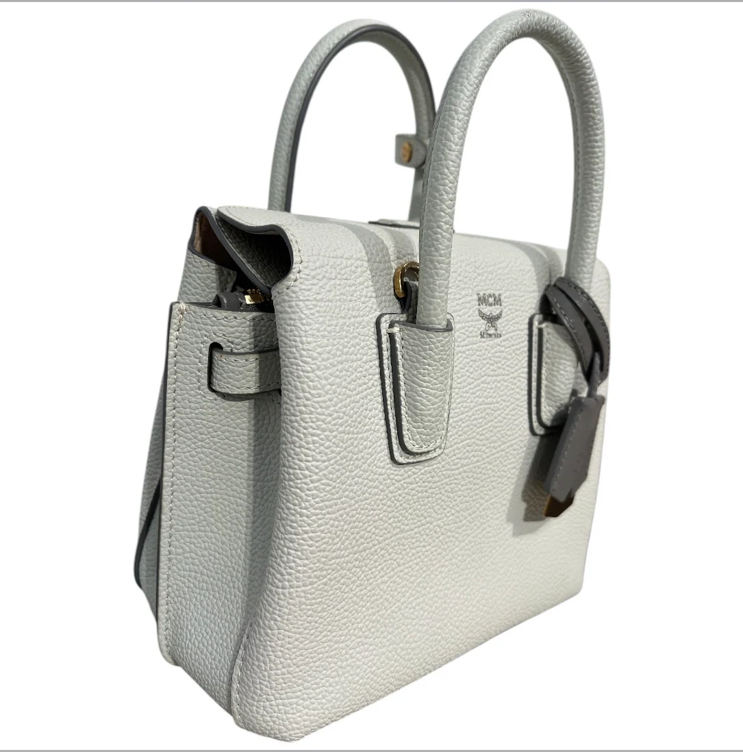 MCM/Hand Bag/Leather/WHT/mcm saffiano elda tote