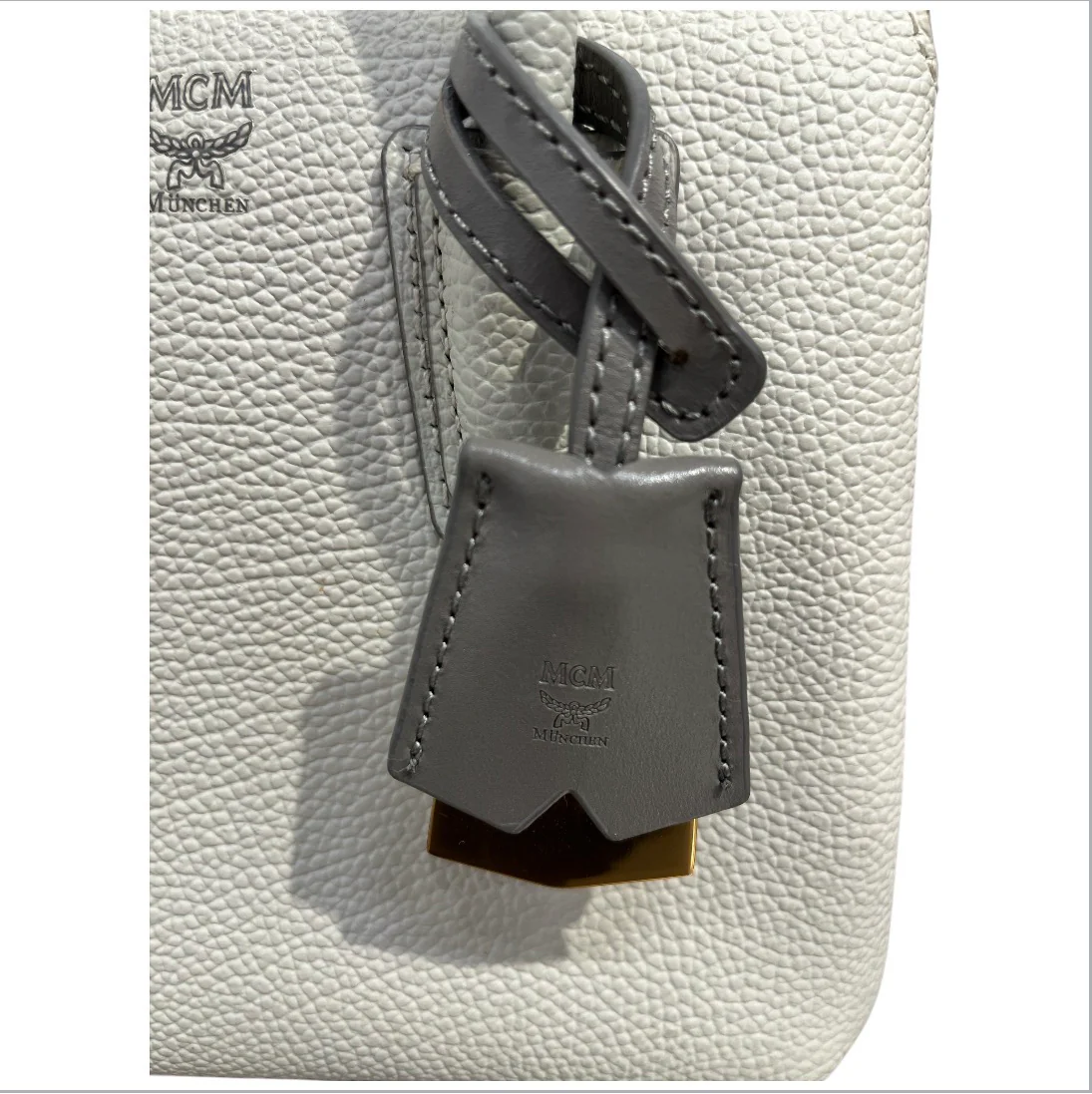 MCM/Hand Bag/Leather/WHT/mcm saffiano elda tote