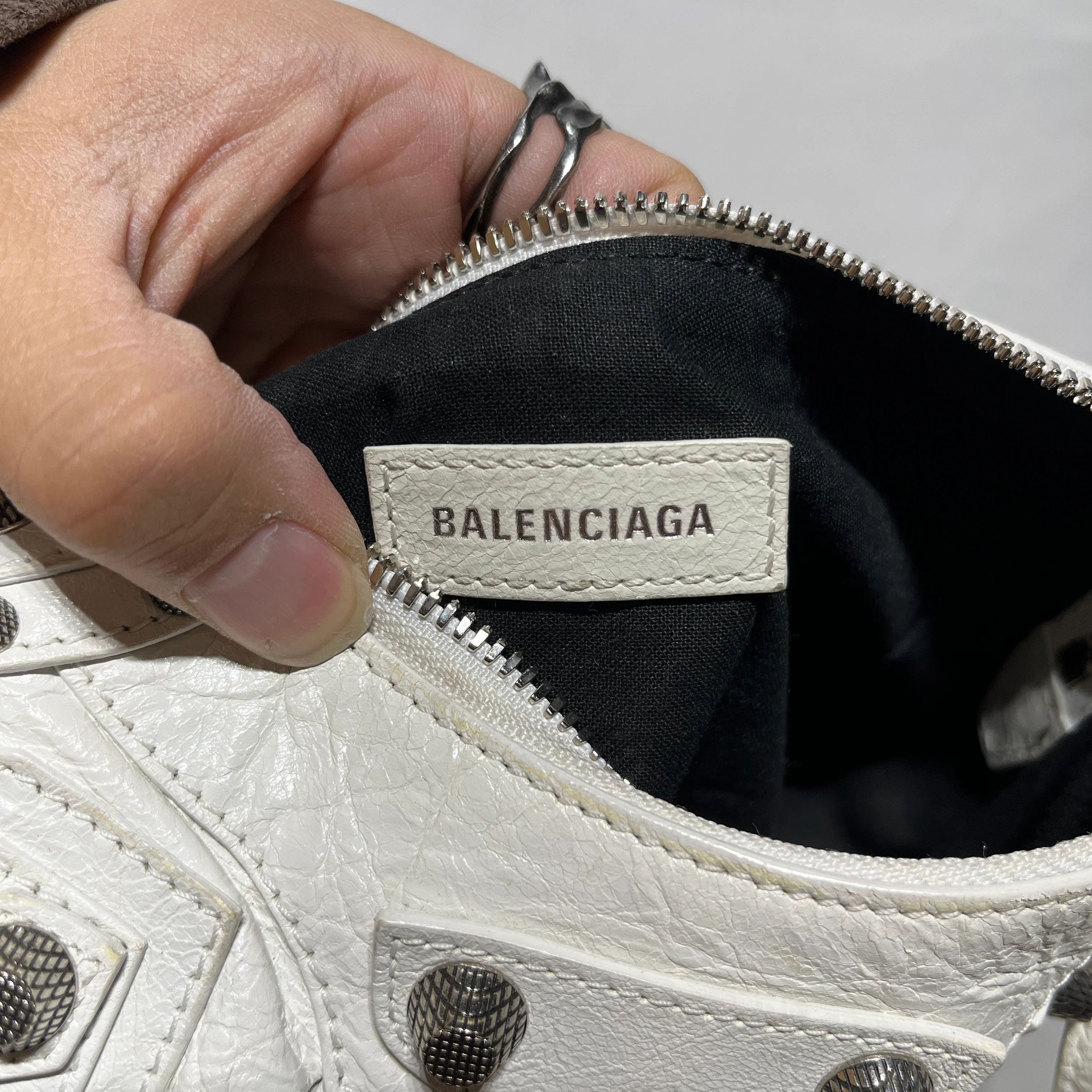 BALENCIAGA/Bag/Leather/WHT/LE CAGOLE XS