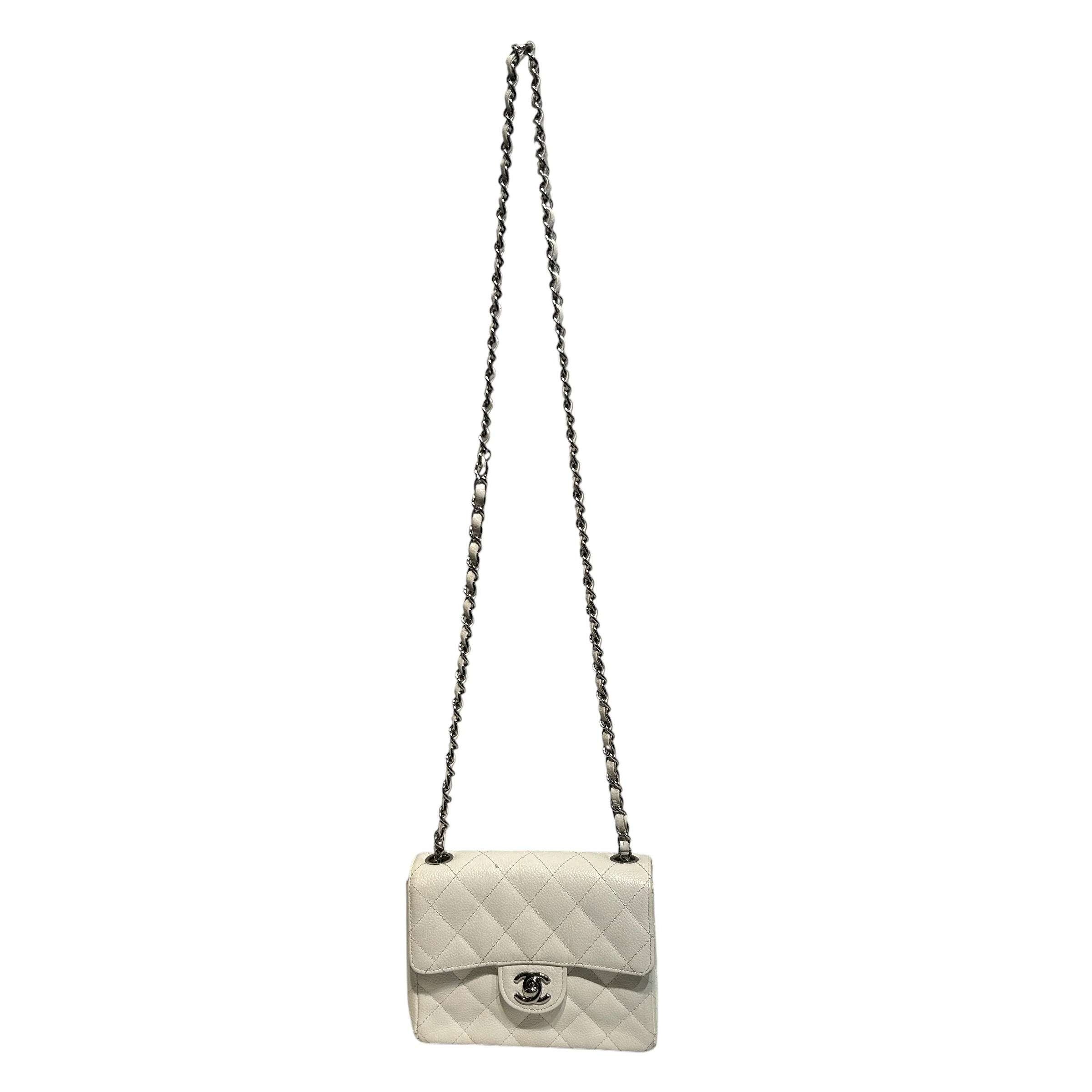 CHANEL/Bag/WHT/Mini Caviar Flap