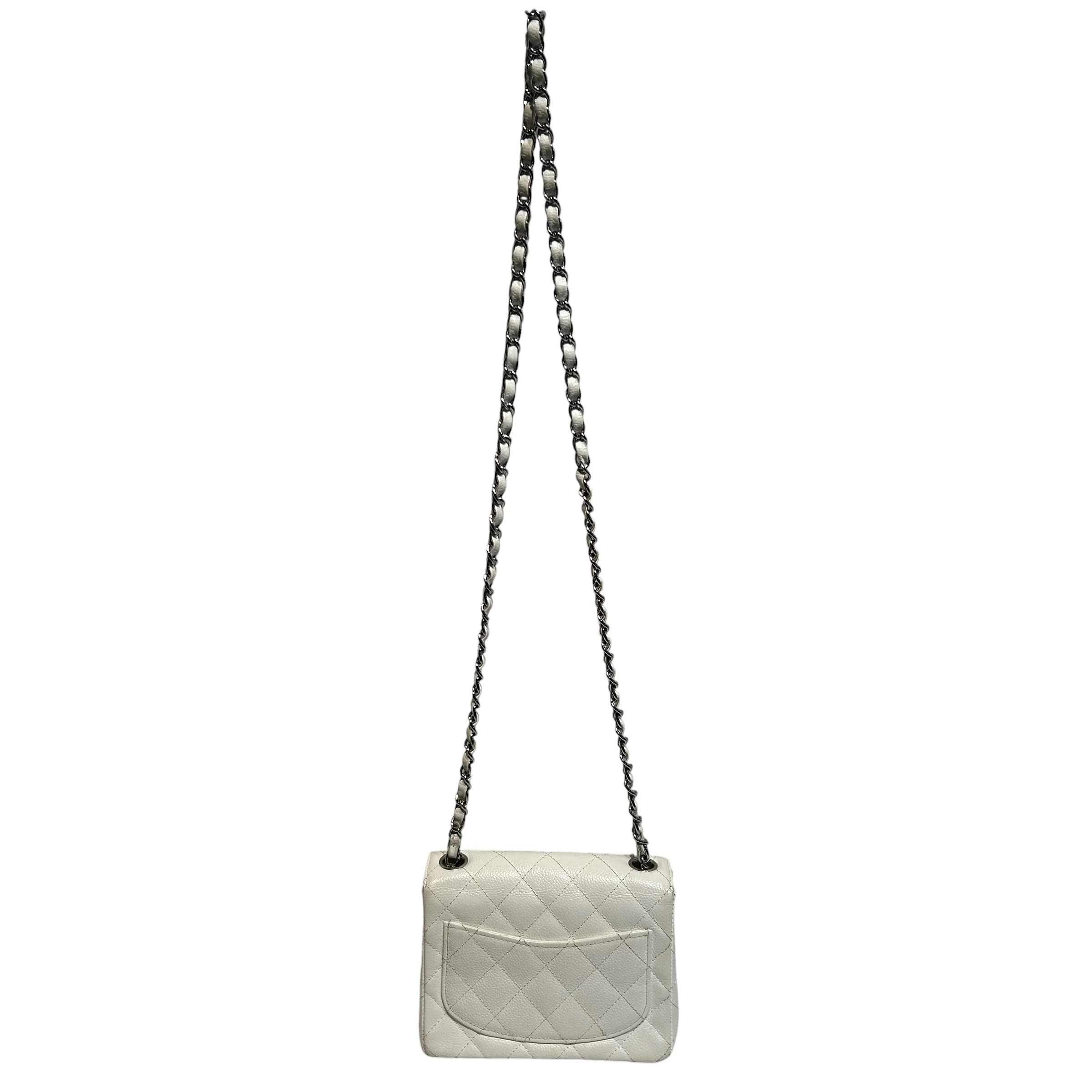 CHANEL/Bag/WHT/Mini Caviar Flap