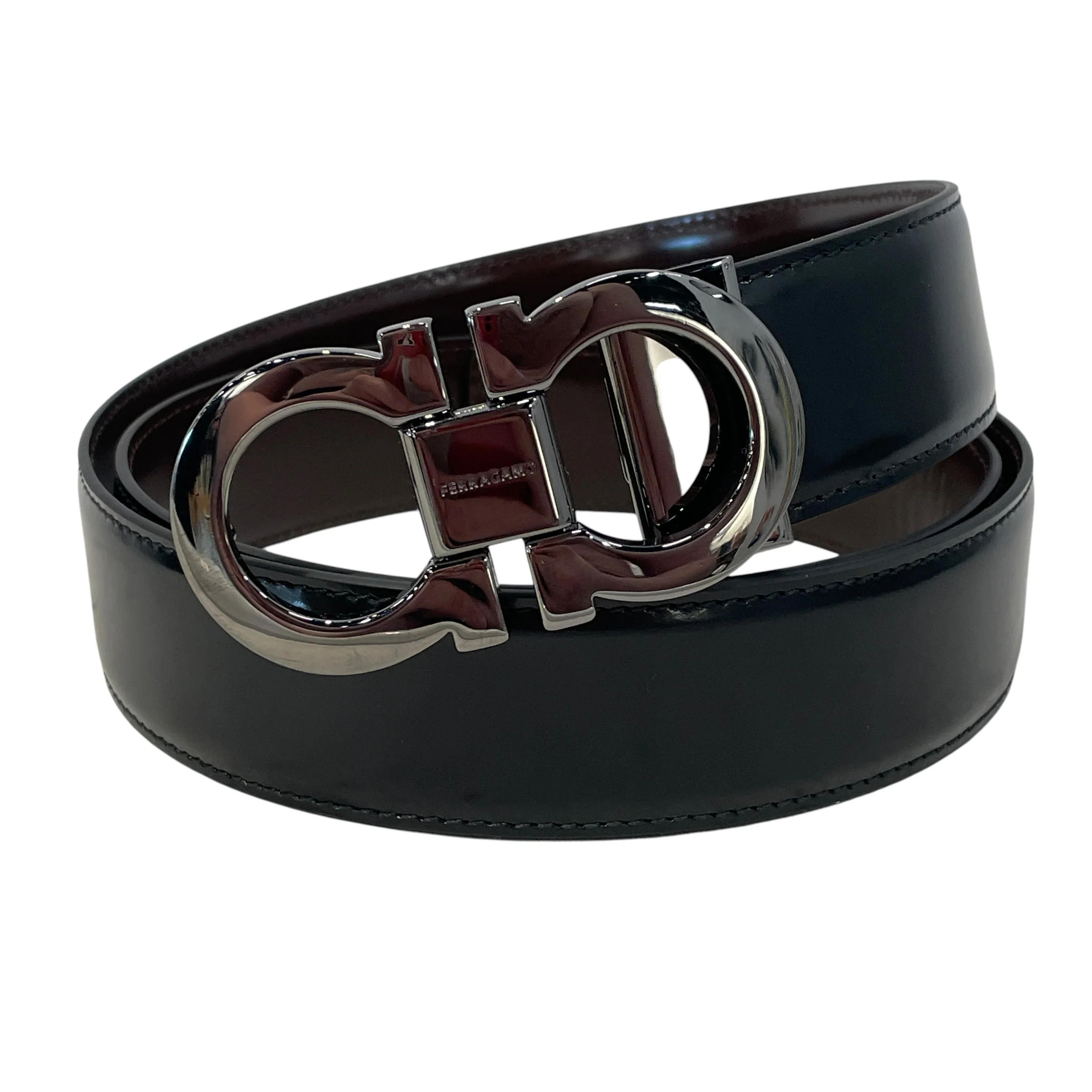 Salvatore Ferragamo/Belt/Leather/BLK/smooth shiny leather