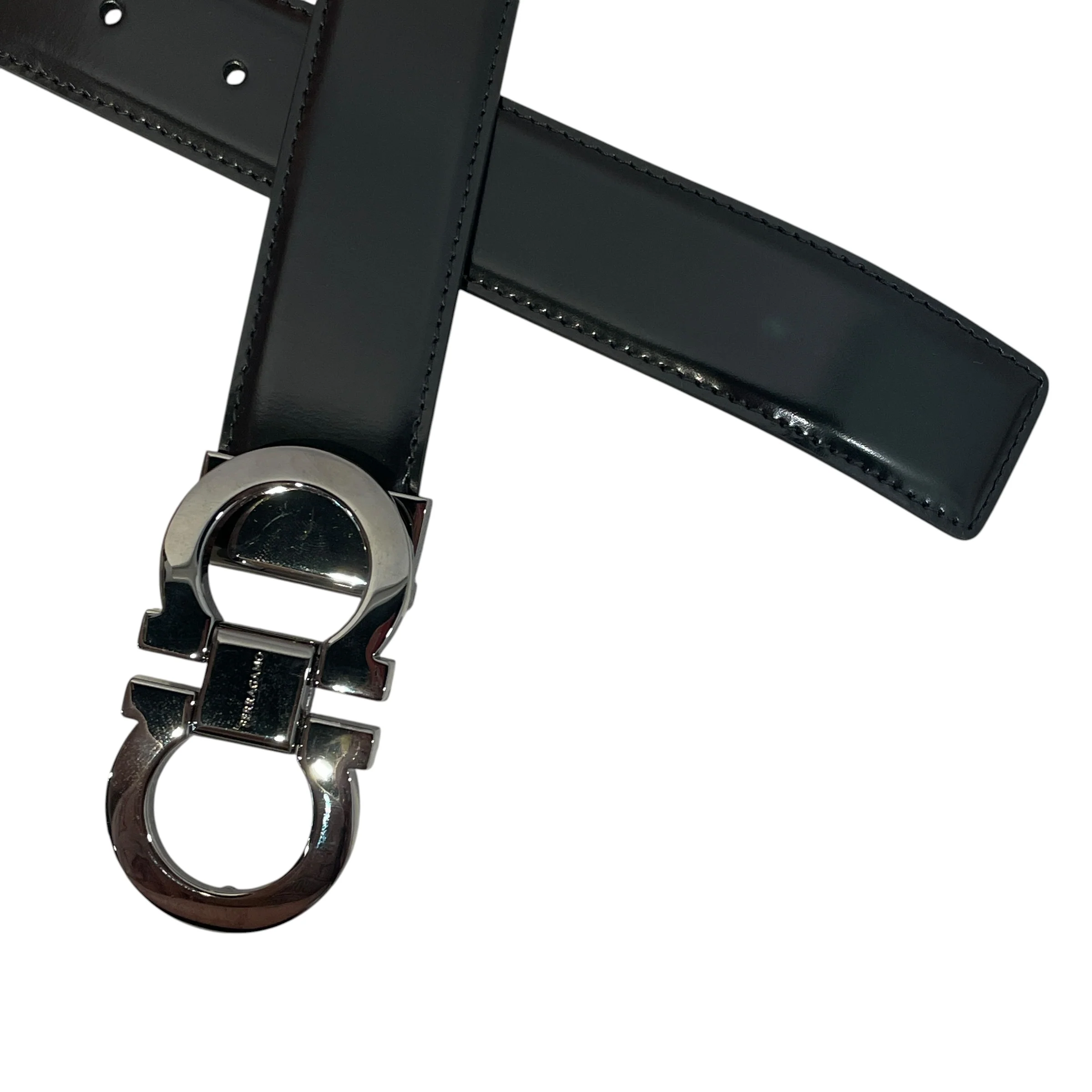 Salvatore Ferragamo/Belt/Leather/BLK/smooth shiny leather
