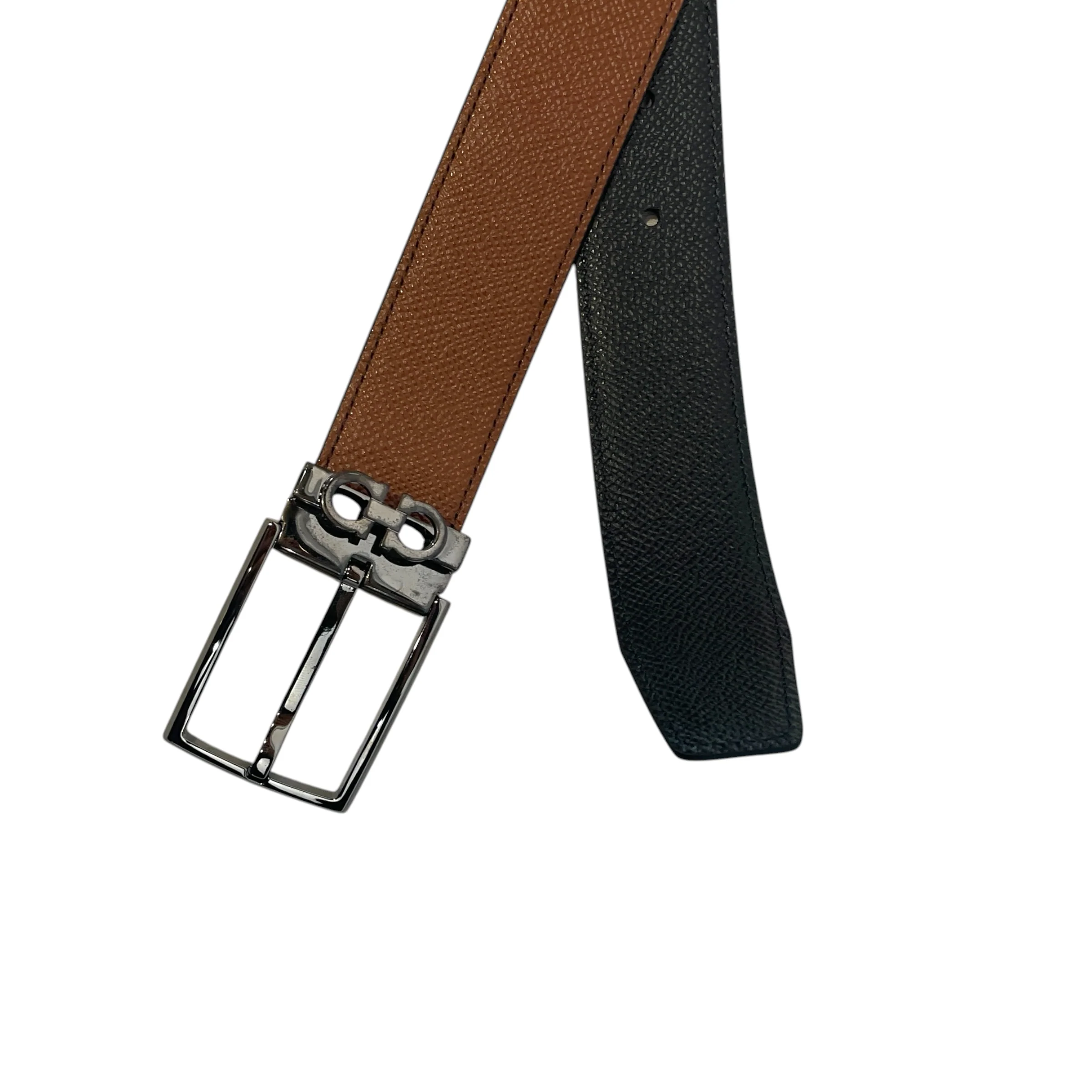 Salvatore Ferragamo/Belt/Leather/BRW/Textured with Gancini