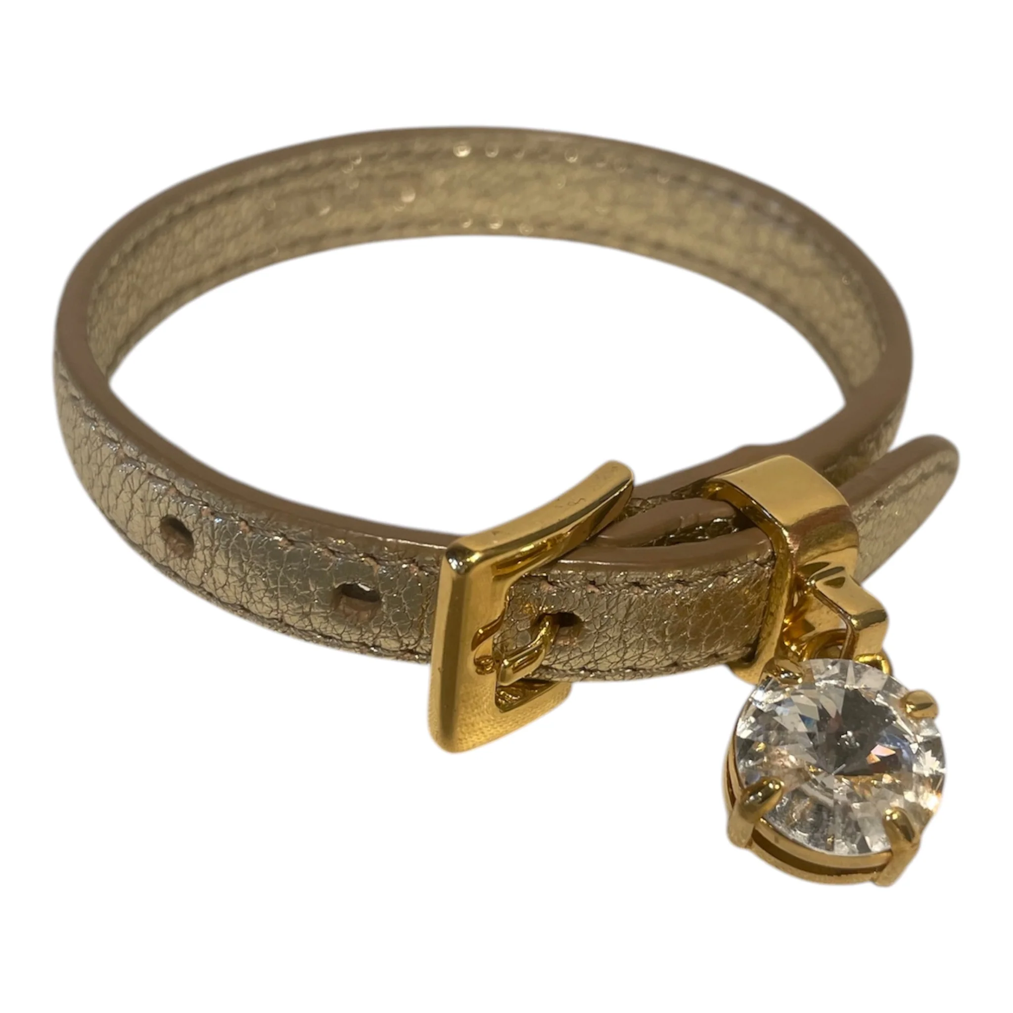 MIU MIU/Bracelet/Leather/GLD/CRYSTAL LEATHER BRACELET