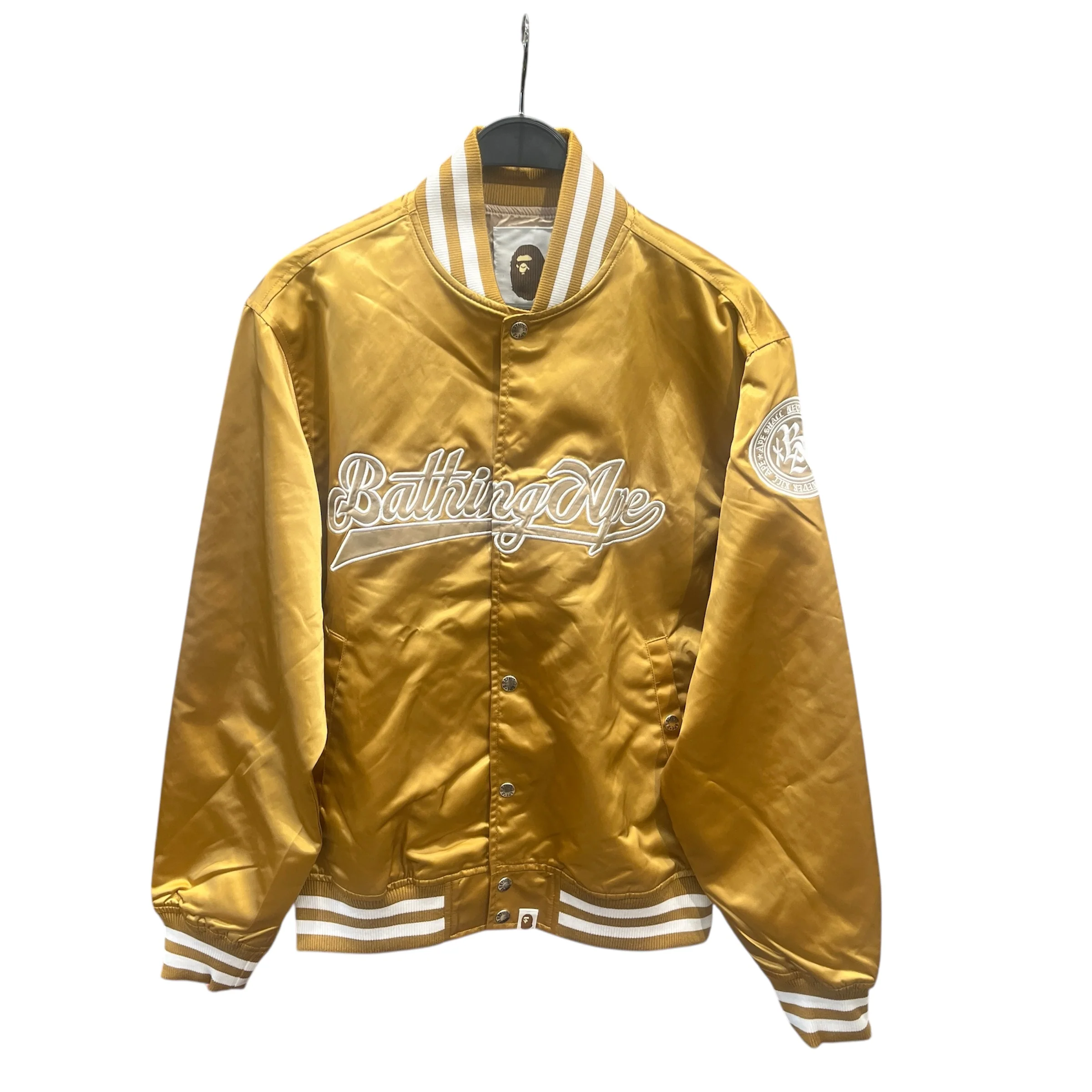 A BATHING APE/Jacket/M/Polyester/GLD/Graphic/Baseball Varsity Jacket