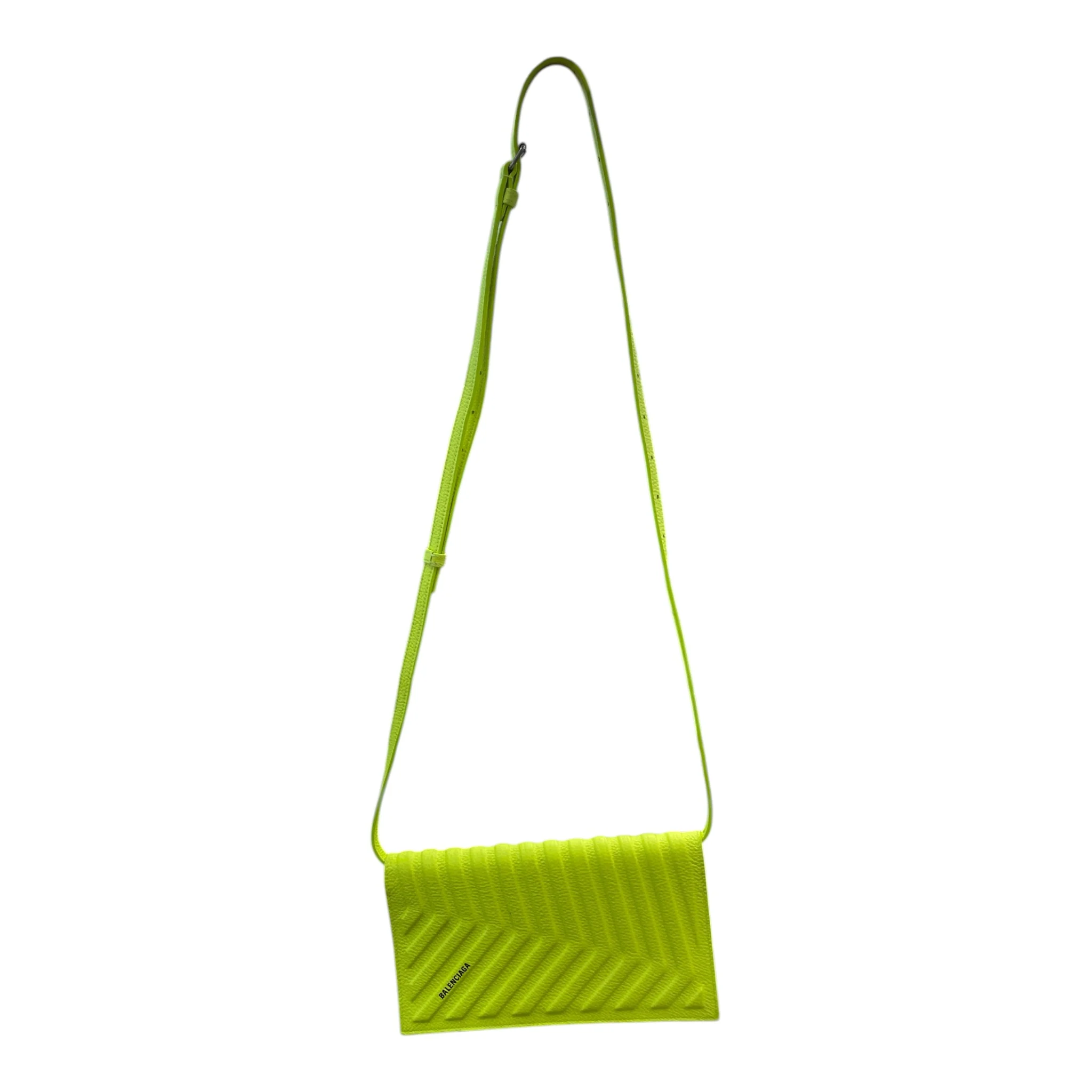 BALENCIAGA/Cross Body Bag/Leather/YEL/neon yellow w/ texture