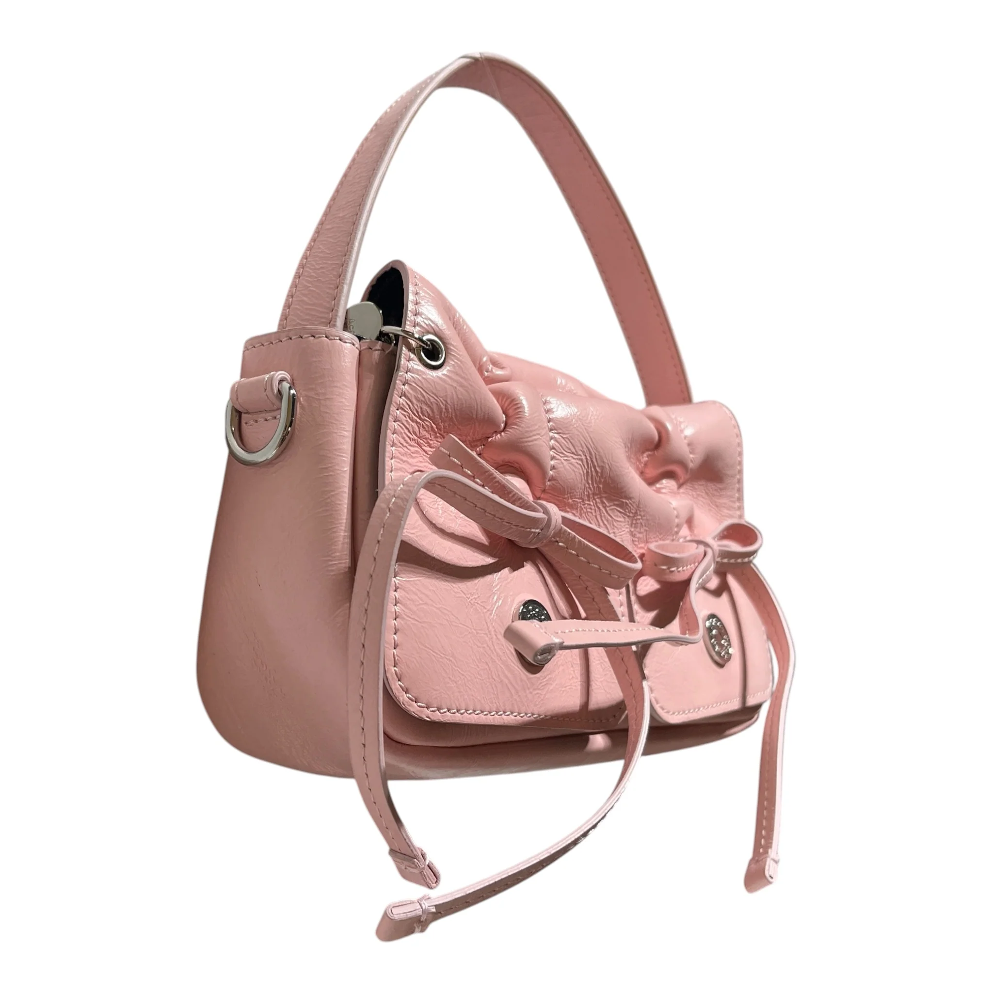 Acne Studios/Hand Bag/Leather/PNK/Ruched Bow Micro