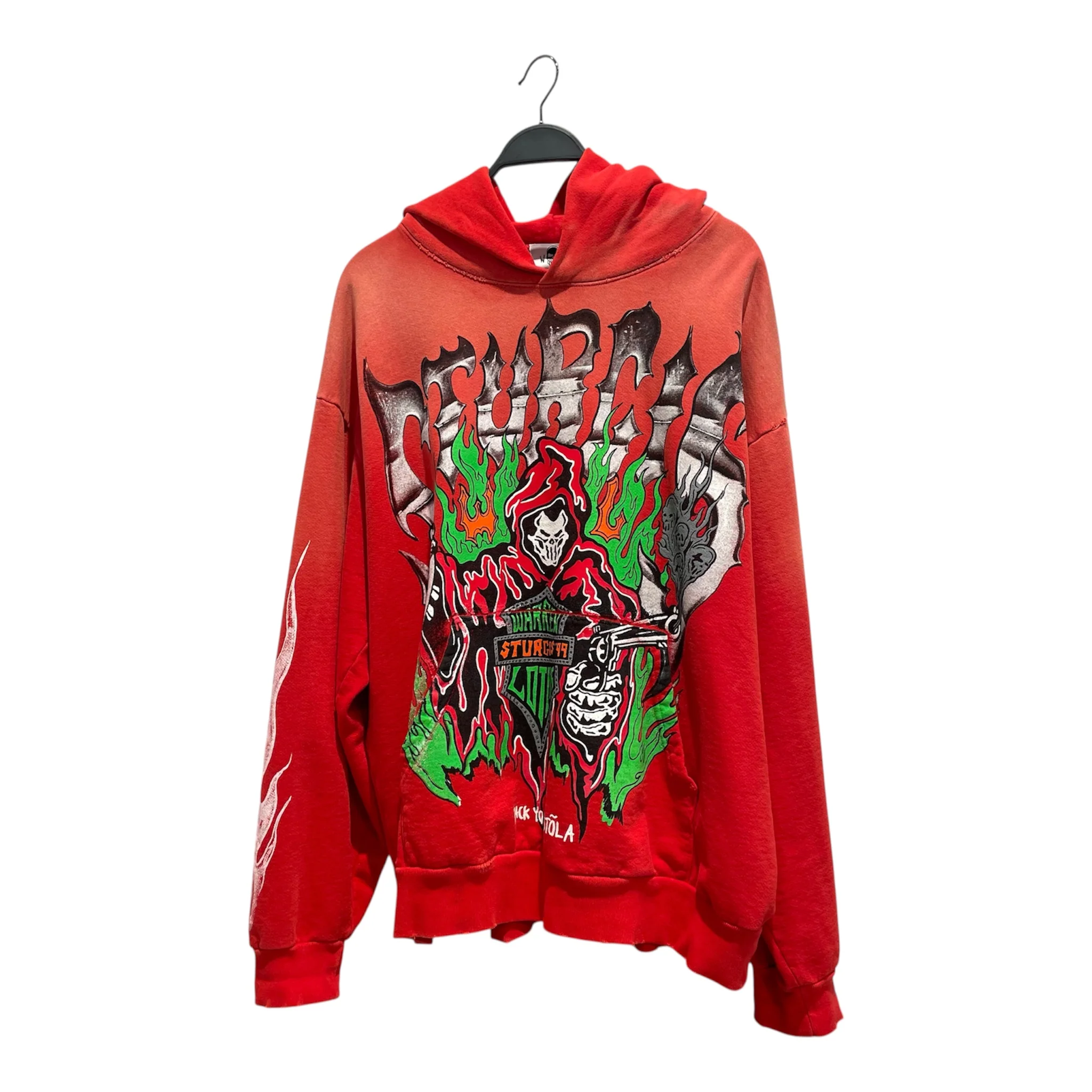 WARREN LOTAS/Hoodie/XXL/Graphic/Cotton/RED/Sturgis Reaper Sunfaded Pullov