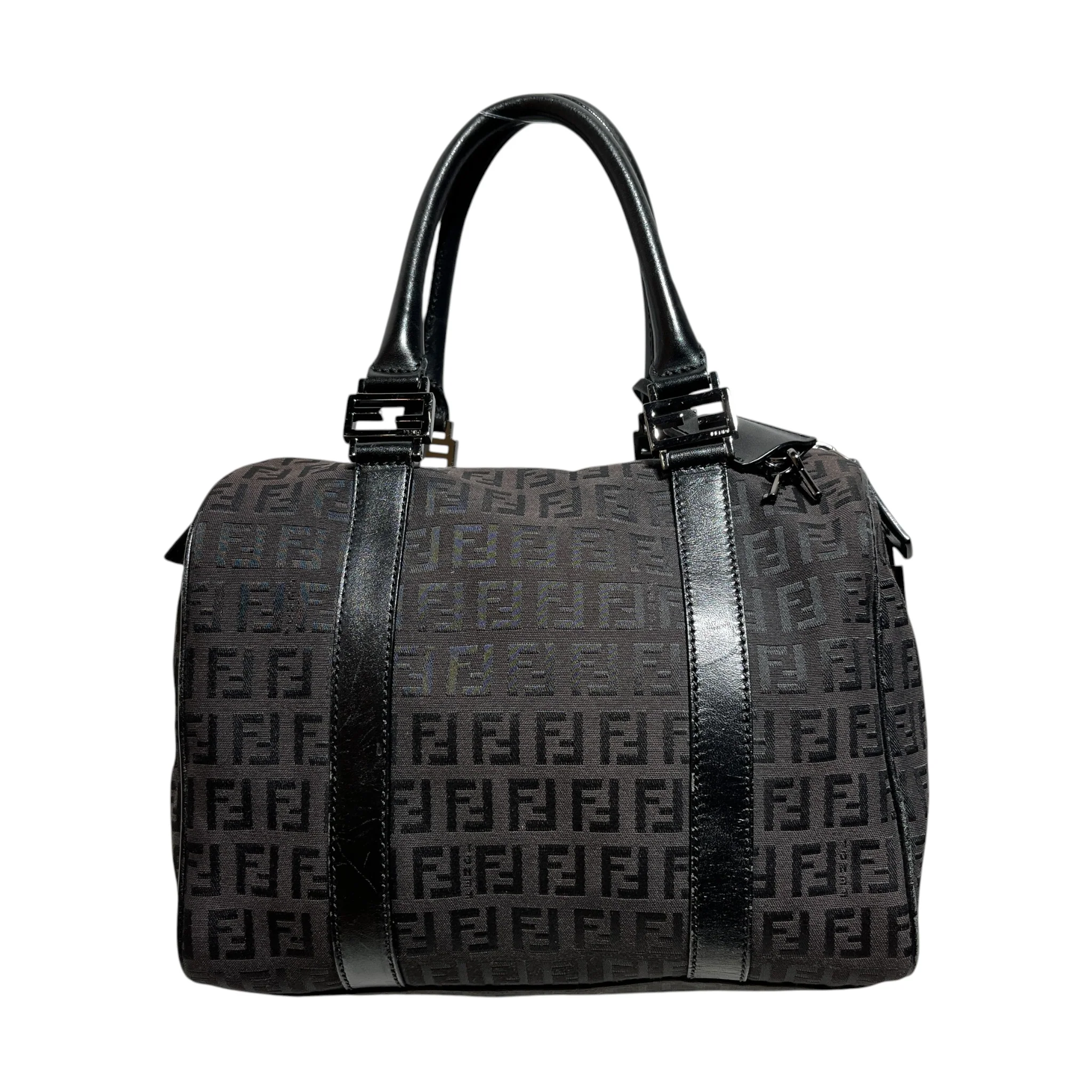FENDI/Boston Bag/Monogram/Nylon/BLK/Black Zucca Boston Mini
